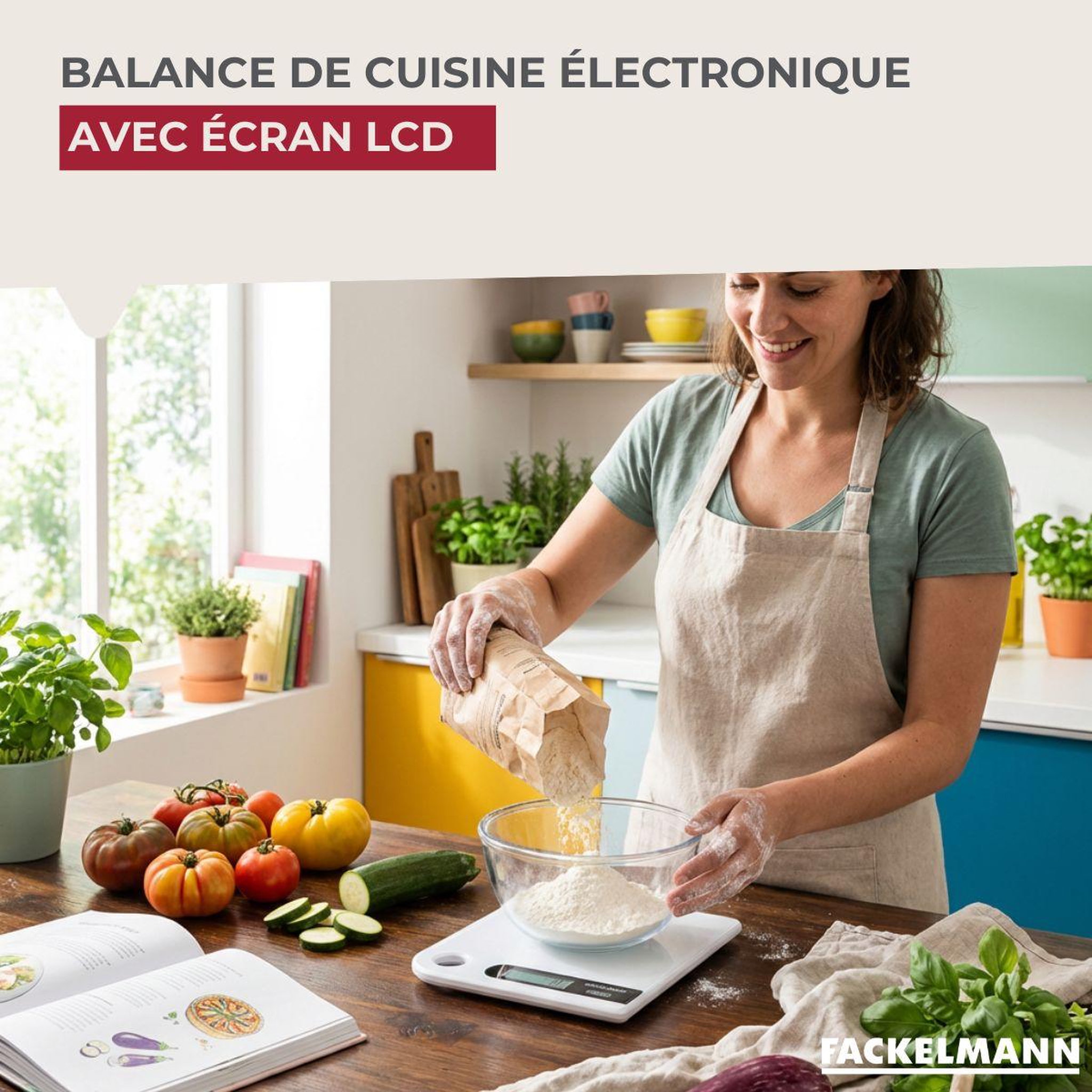 Voir la diapositive 2 : Fackelmann Balance de cuisine électronique blanche 5 kg fackelmann