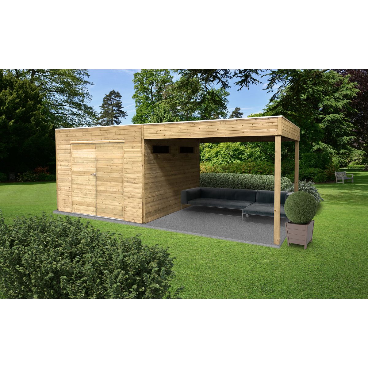 SOLID SUPERIA Abri de jardin bois - Avec terrasse - 8m² - VITERBO