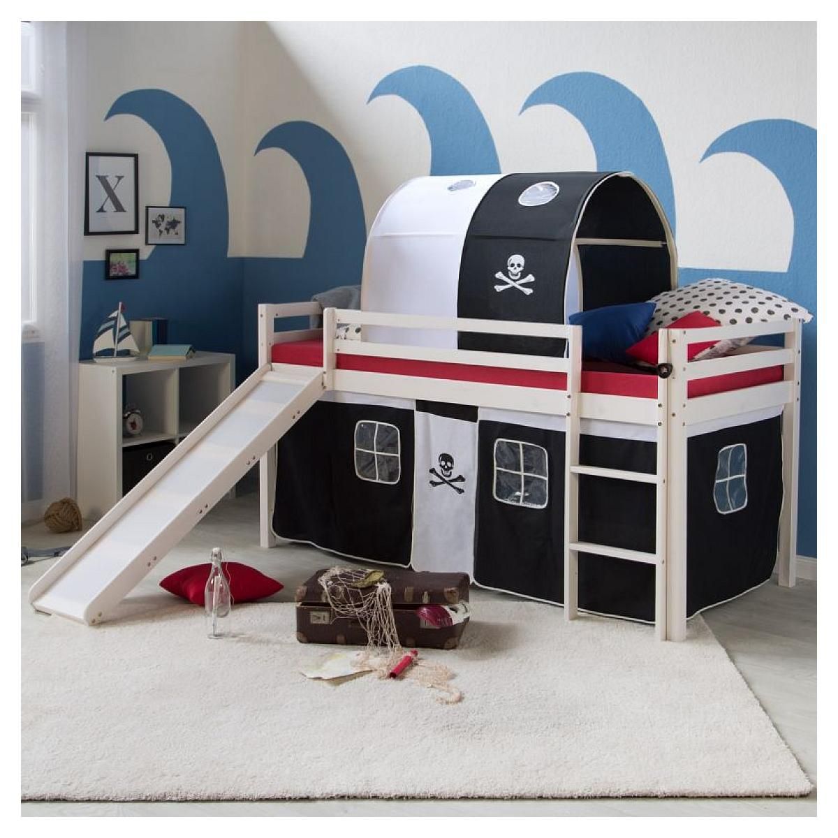 HomeStyle4U Lit 90x200 enfant échelle toboggan tunnel pirates