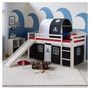 Voir la diapositive 3 : HomeStyle4U Lit 90x200 enfant échelle toboggan tunnel pirates