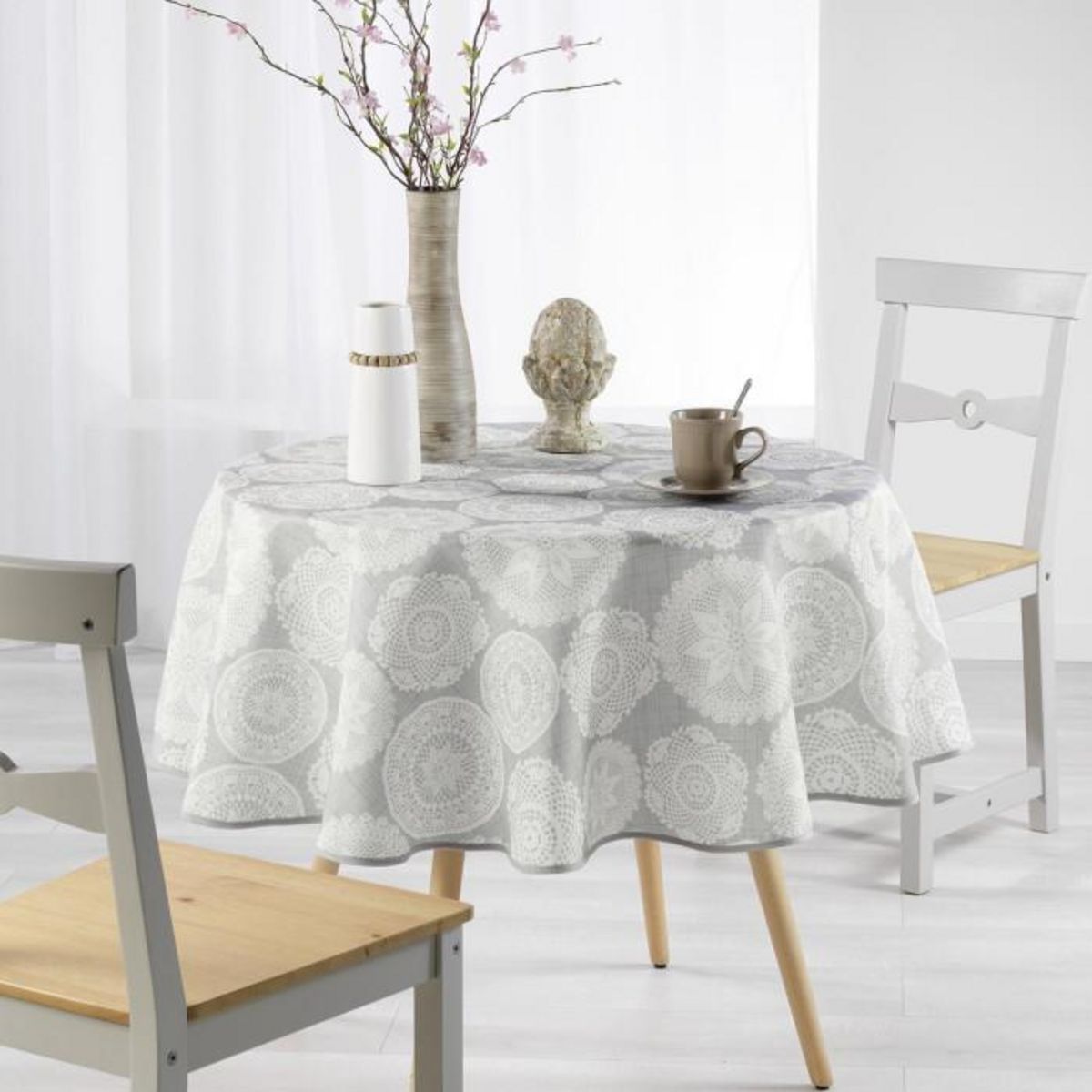 Paris Prix Nappe Ronde Antitache  Anais  180cm Naturel