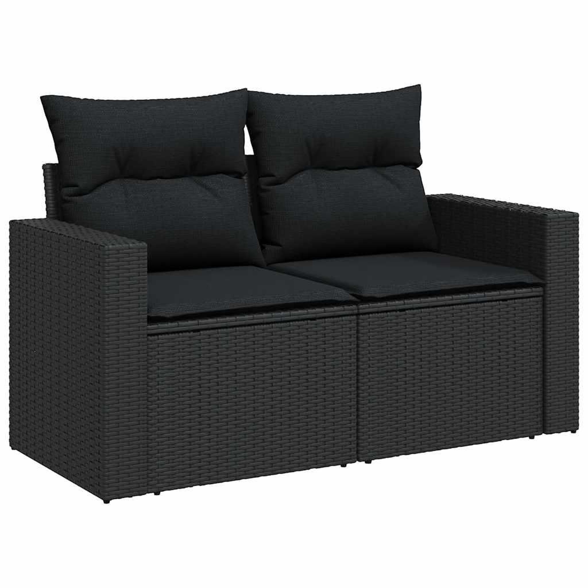 Voir la diapositive 5 : VIDAXL Salon de jardin 7 pcs avec coussins noir resine tressee