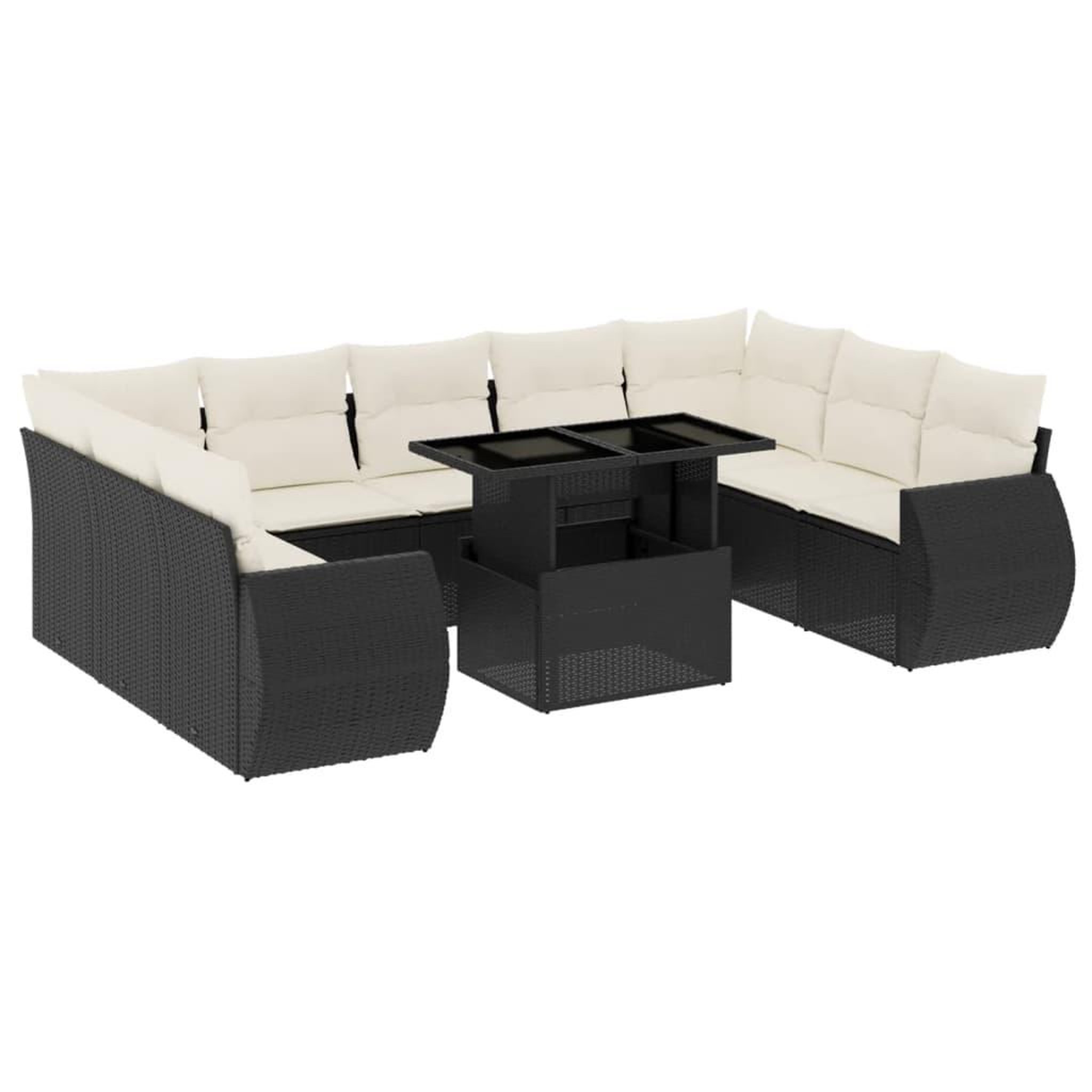 Voir la diapositive 2 : VIDAXL Salon de jardin 10 pcs avec coussins noir resine tressee