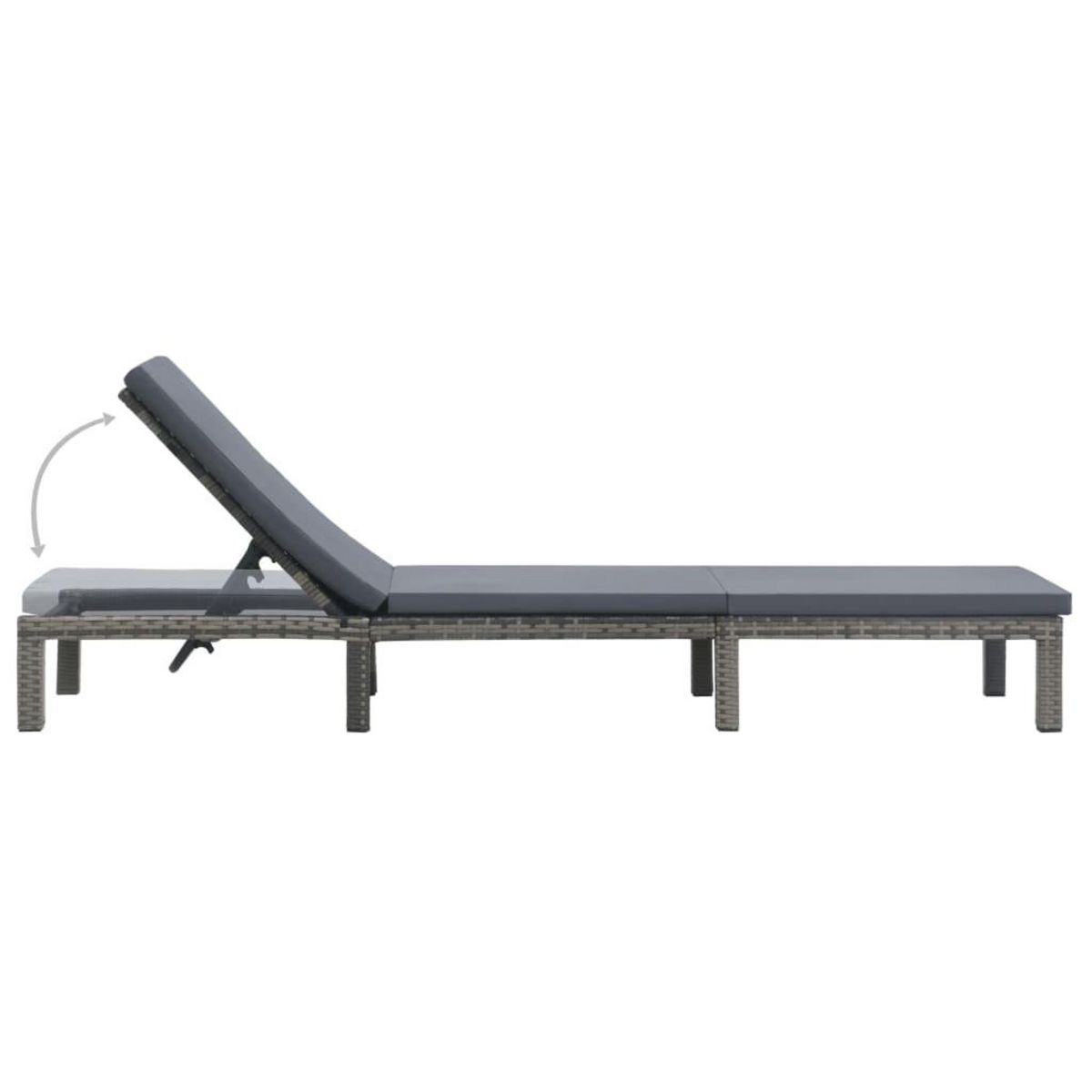 VIDAXL Chaise longue avec coussin Resine tressee Anthracite
