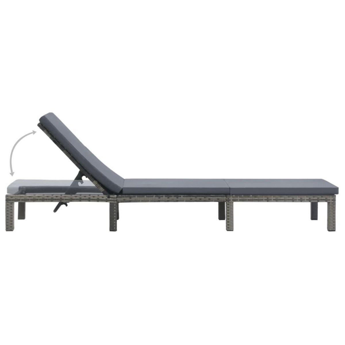 VIDAXL Chaise longue avec coussin Resine tressee Anthracite