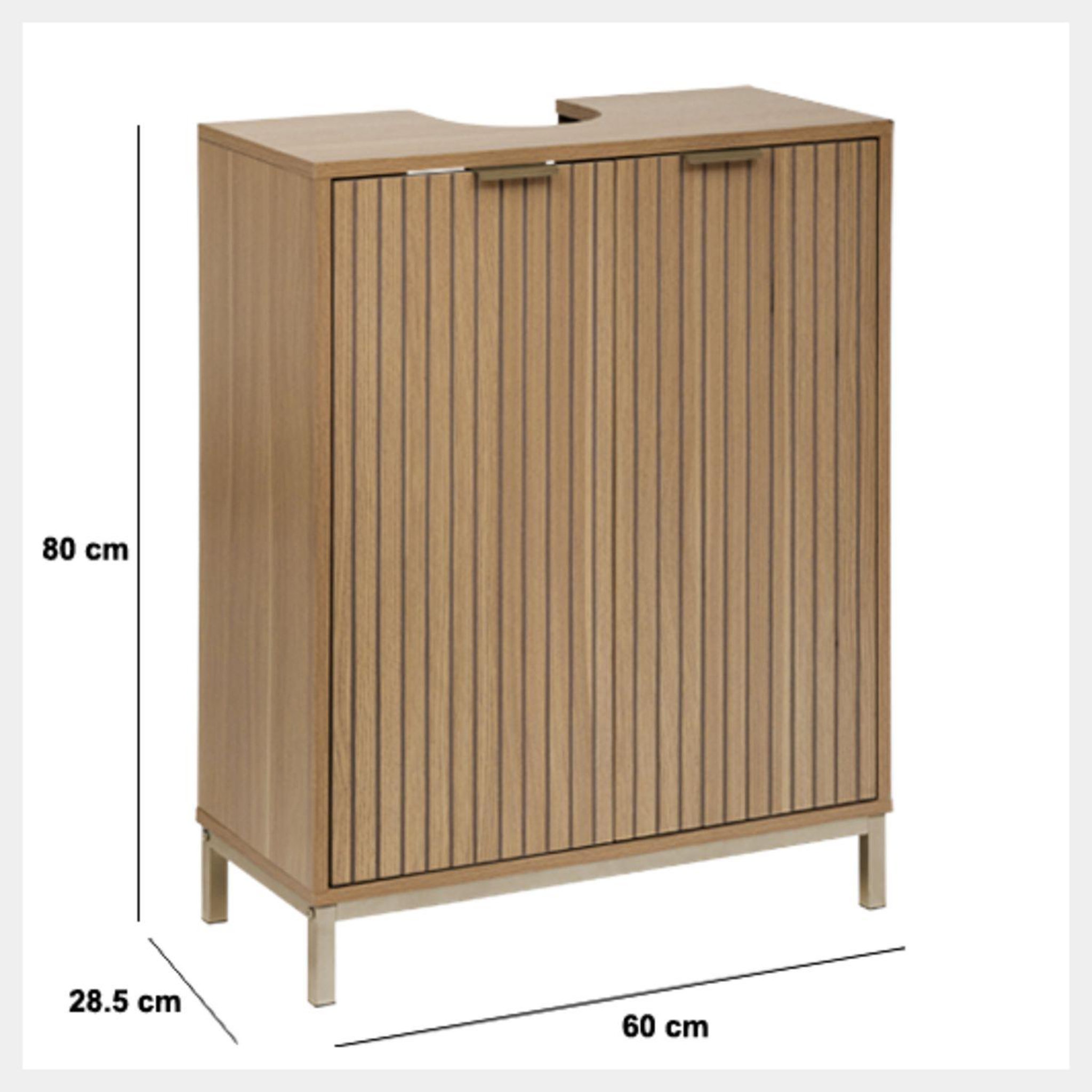 Voir la diapositive 3 : FIVE Meuble lavabo 2 portes en bois tasso - beige