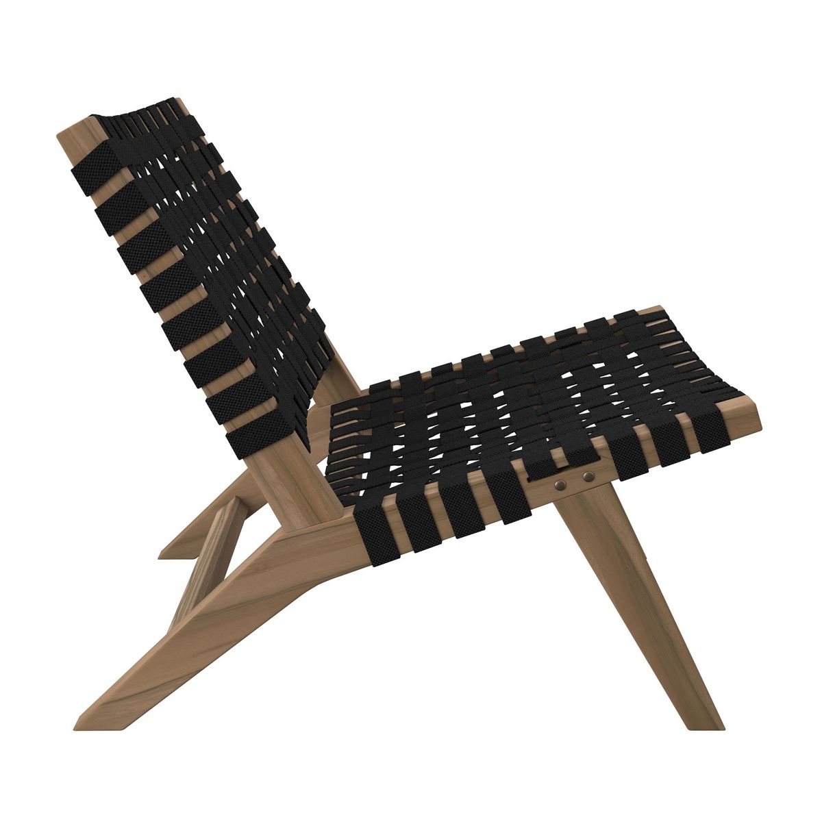Rendez vous déco Fauteuil de jardin en teck et sangles en tissu noir - Tao