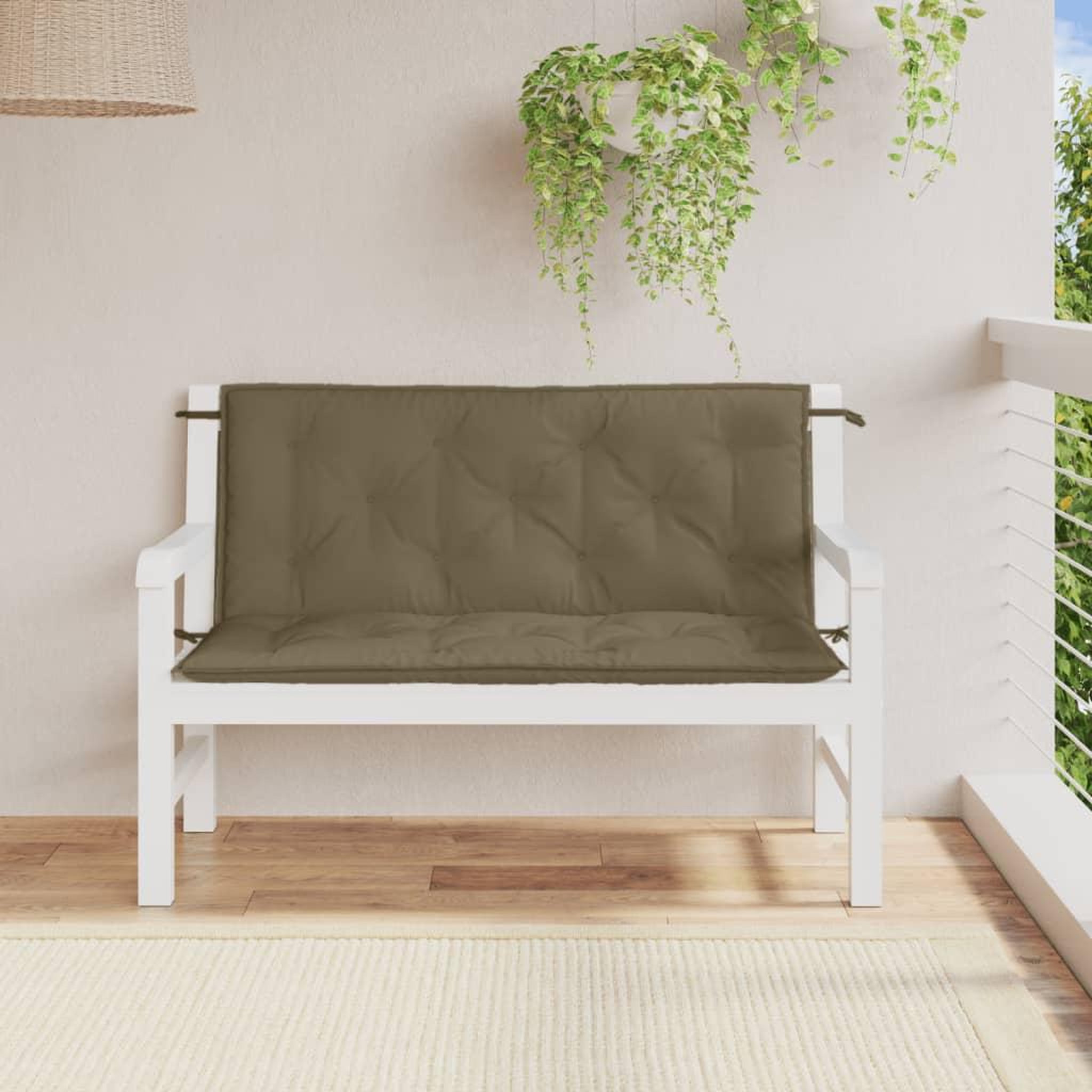 Voir la diapositive 3 : VIDAXL Coussins de banc de jardin lot de 2 taupe melange tissu