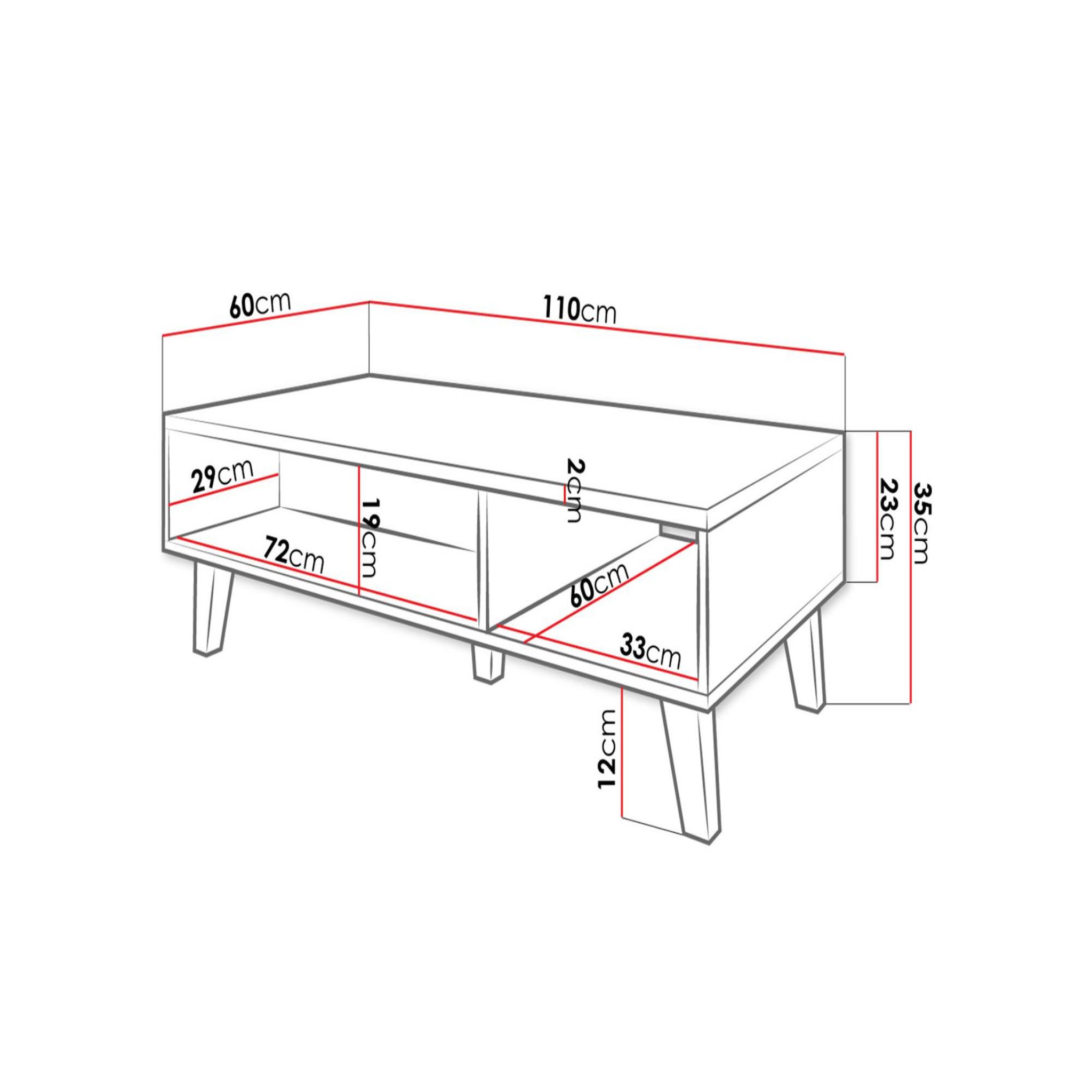 Voir la diapositive 4 : BEST MOBILIER Lord - table basse - effet bois et noir - 110 cm - style industriel