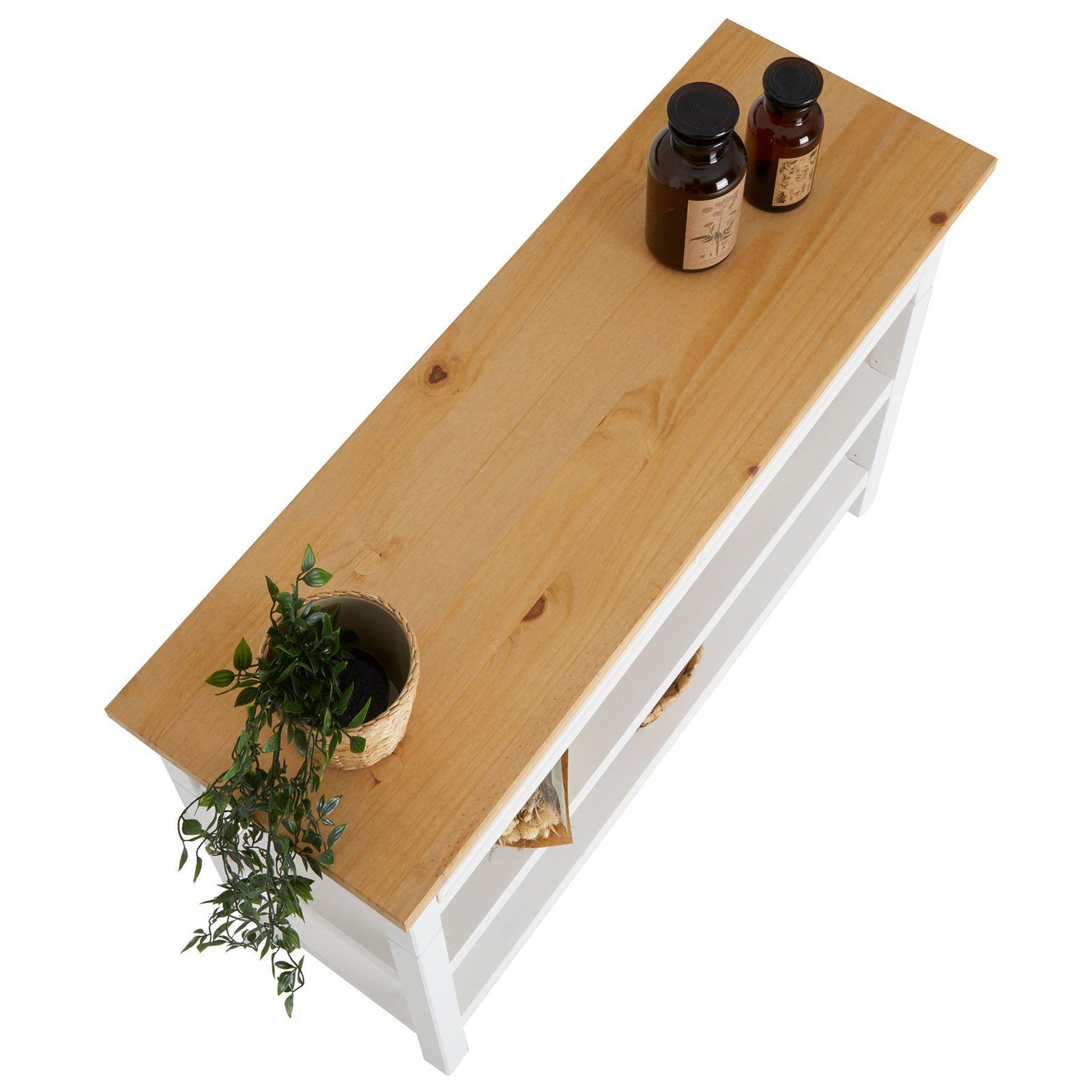 Voir la diapositive 5 : IDIMEX Table console en pin tequila style mexicain, 1 tiroir et 2 étagères
