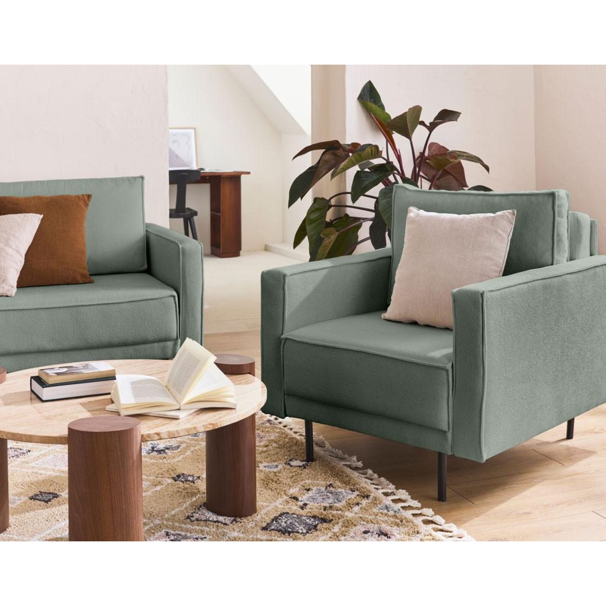 LISA DESIGN Charlie - fauteuil - pieds hauts - en tissu