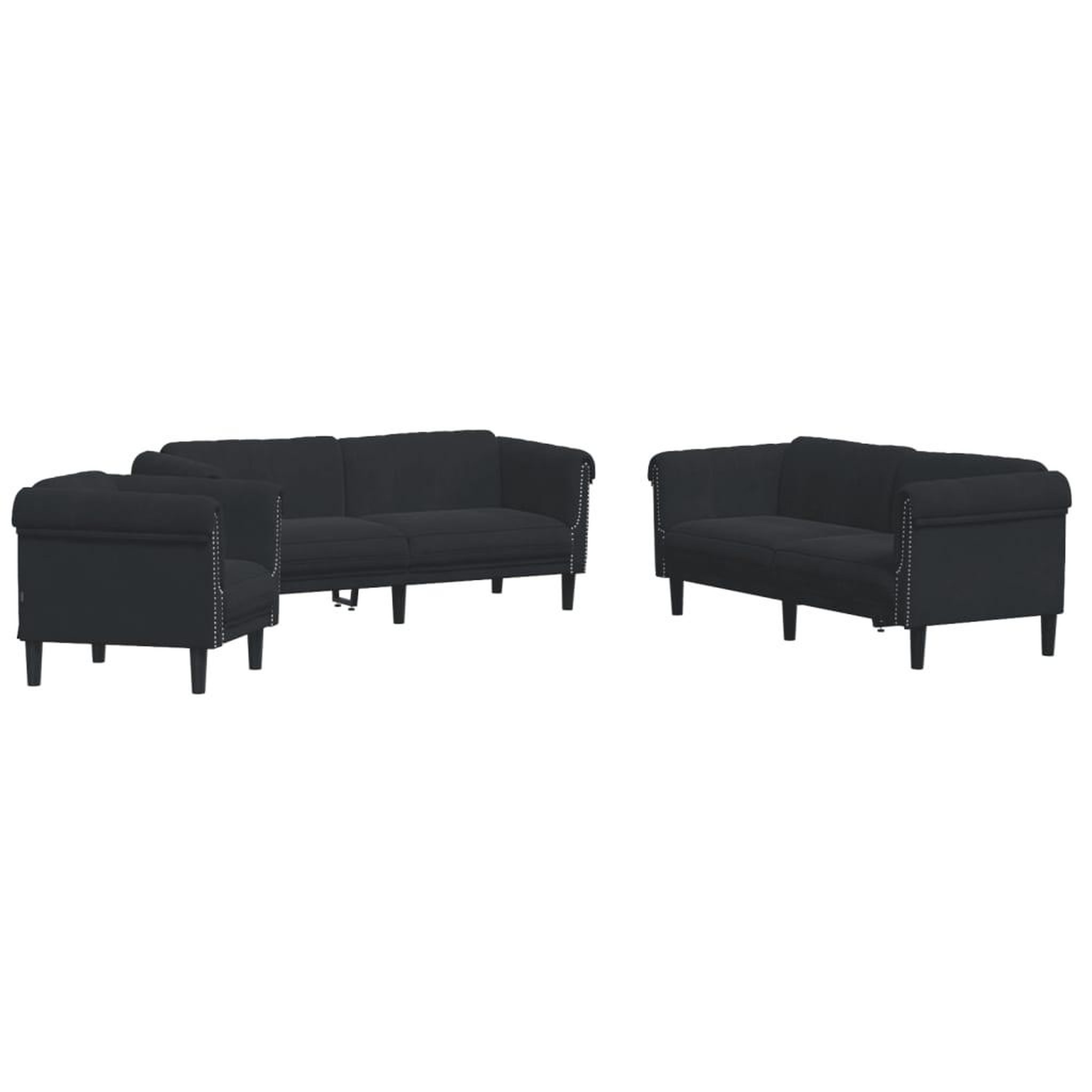 Voir la diapositive 2 : VIDAXL Ensemble de canapes 3 pcs noir velours