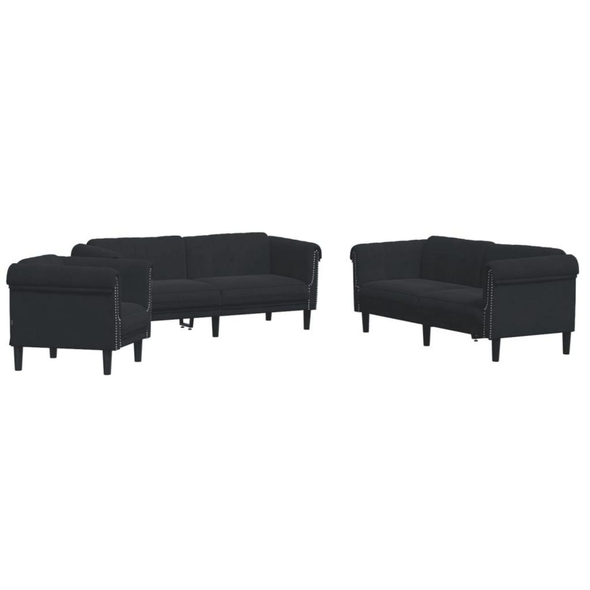 VIDAXL Ensemble de canapes 3 pcs noir velours