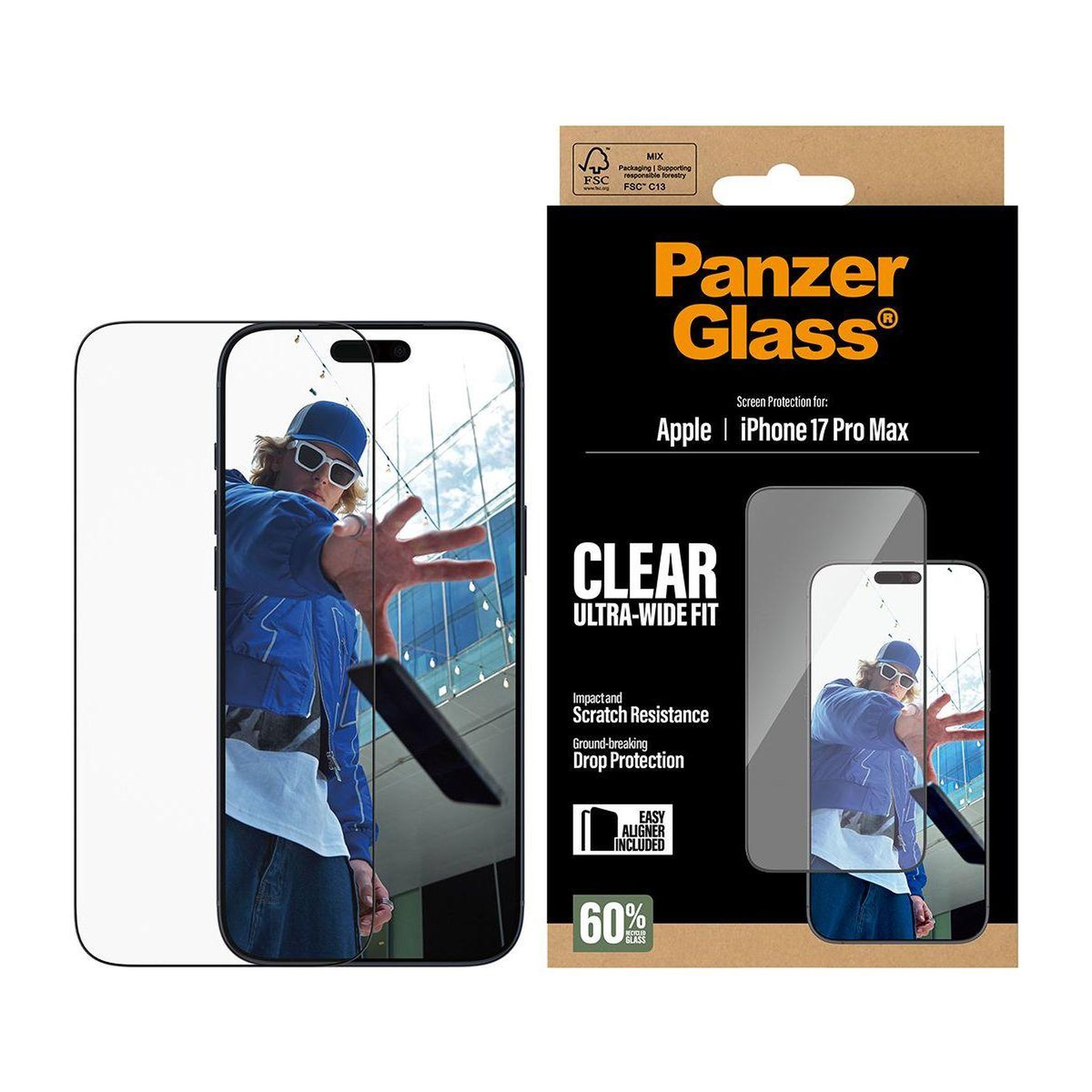 Voir la diapositive 2 : PANZERGLASS Protège écran iphone 17 pro max verre trempé uwf