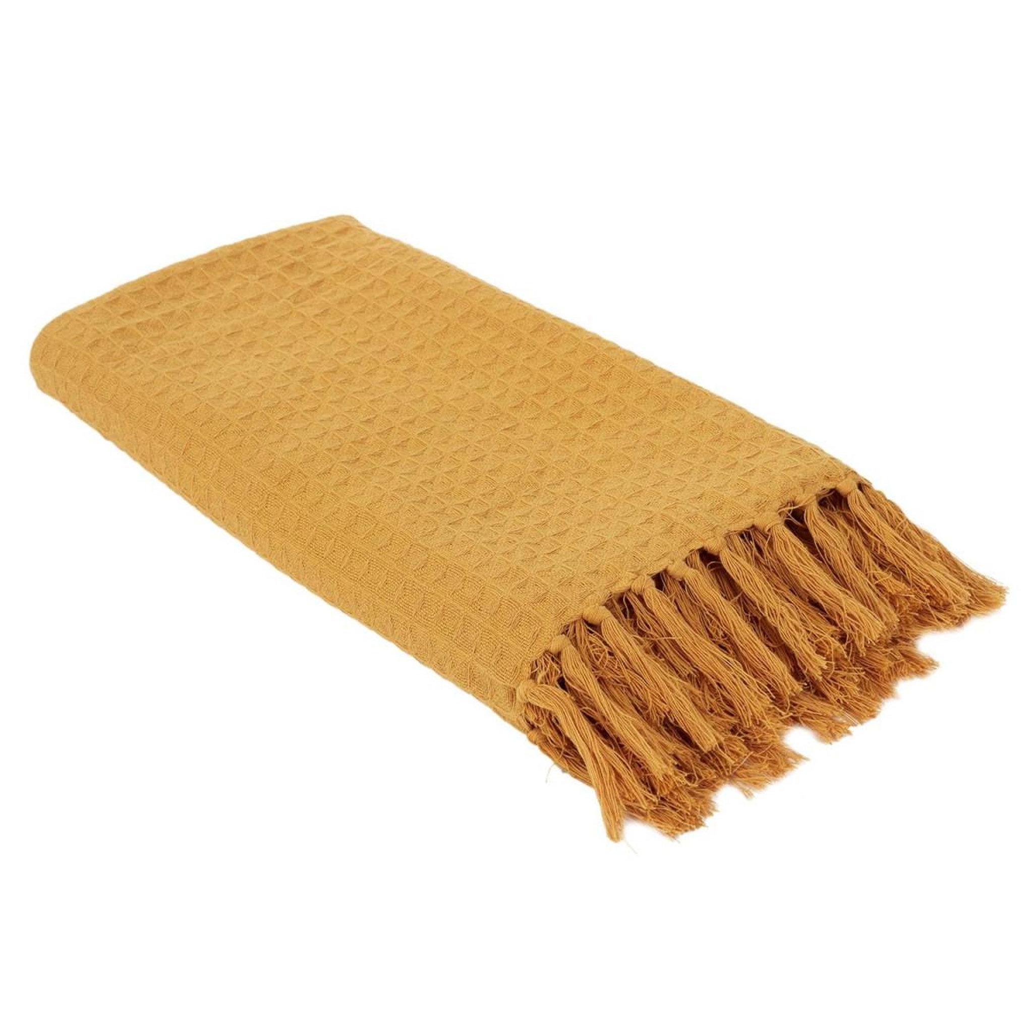 The Home Deco Factory Jeté de canapé  gaufré  130x160cm jaune ocre