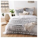 ATMOSPHERA Parure housse de couette coton 57 fils motifs éthniques ETHNIK NOIR ET BLANC. Coloris disponibles : Bicolore
