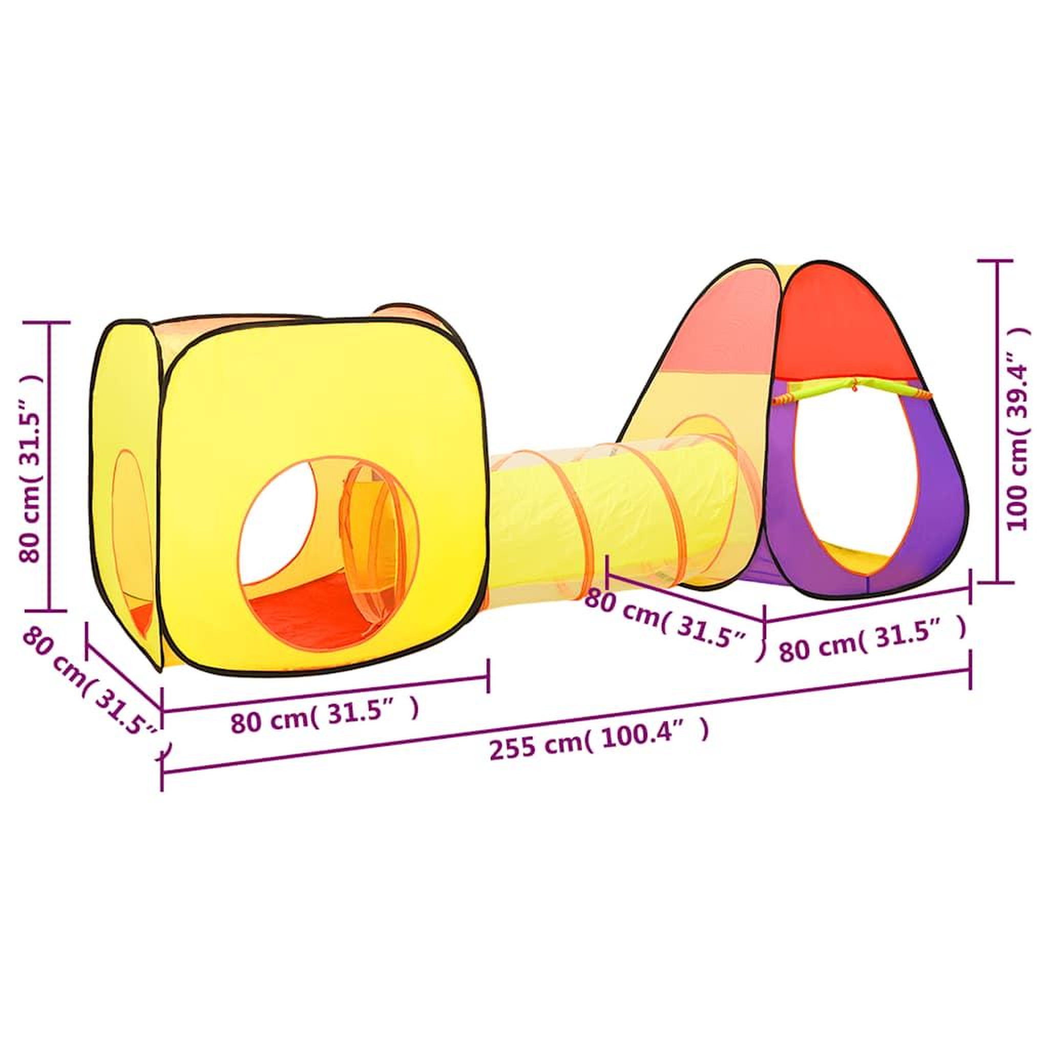 Voir la diapositive 6 : VIDAXL Tente de jeu pour enfants Multicolore 255x80x100 cm