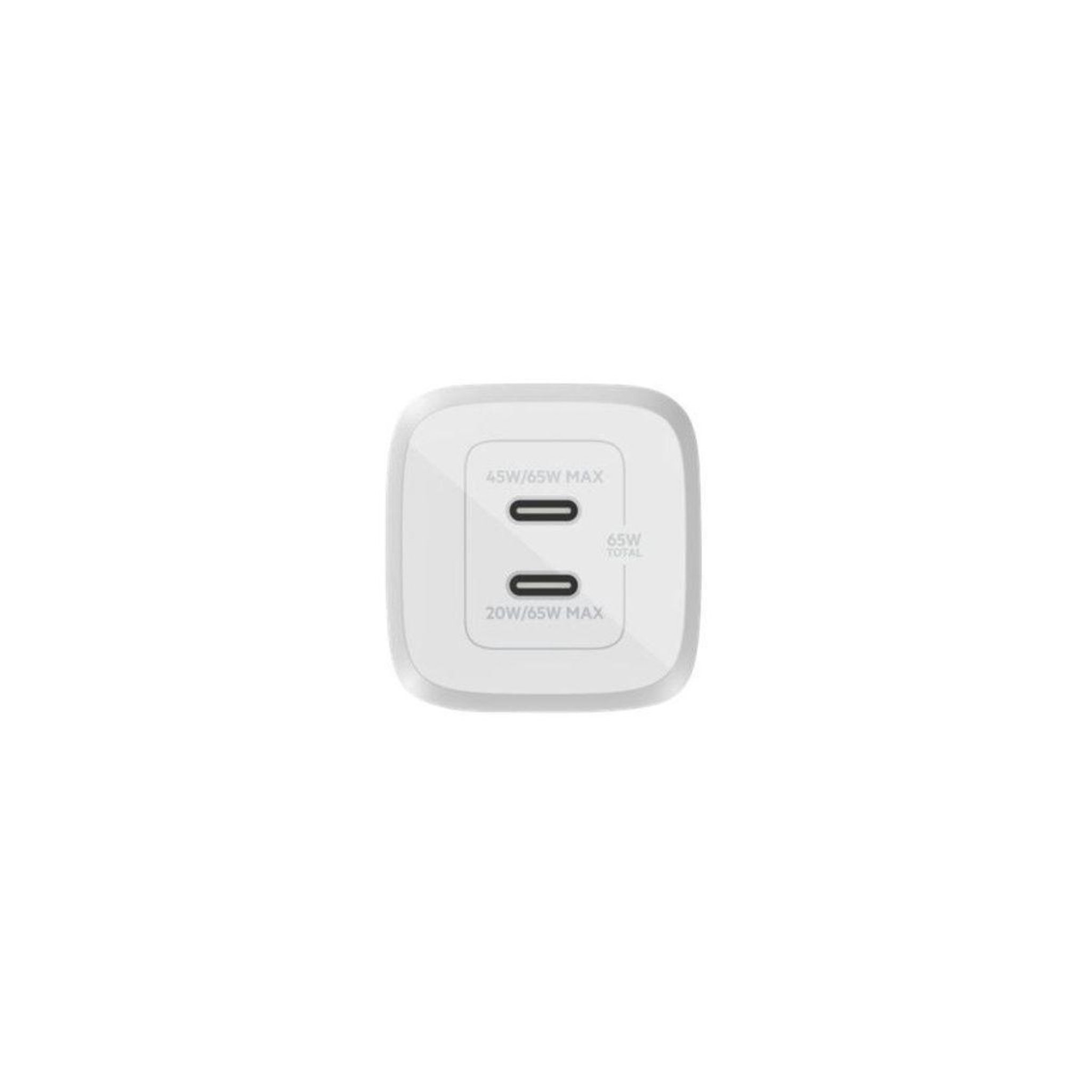 Voir la diapositive 4 : Belkin Chargeur USB C x2 65W GaN PPS Blanc