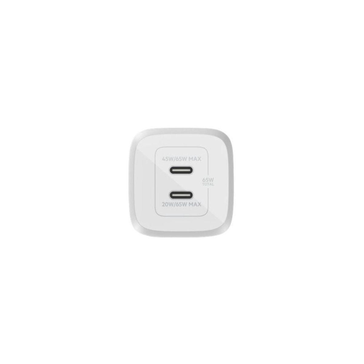 Belkin Chargeur USB C x2 65W GaN PPS Blanc