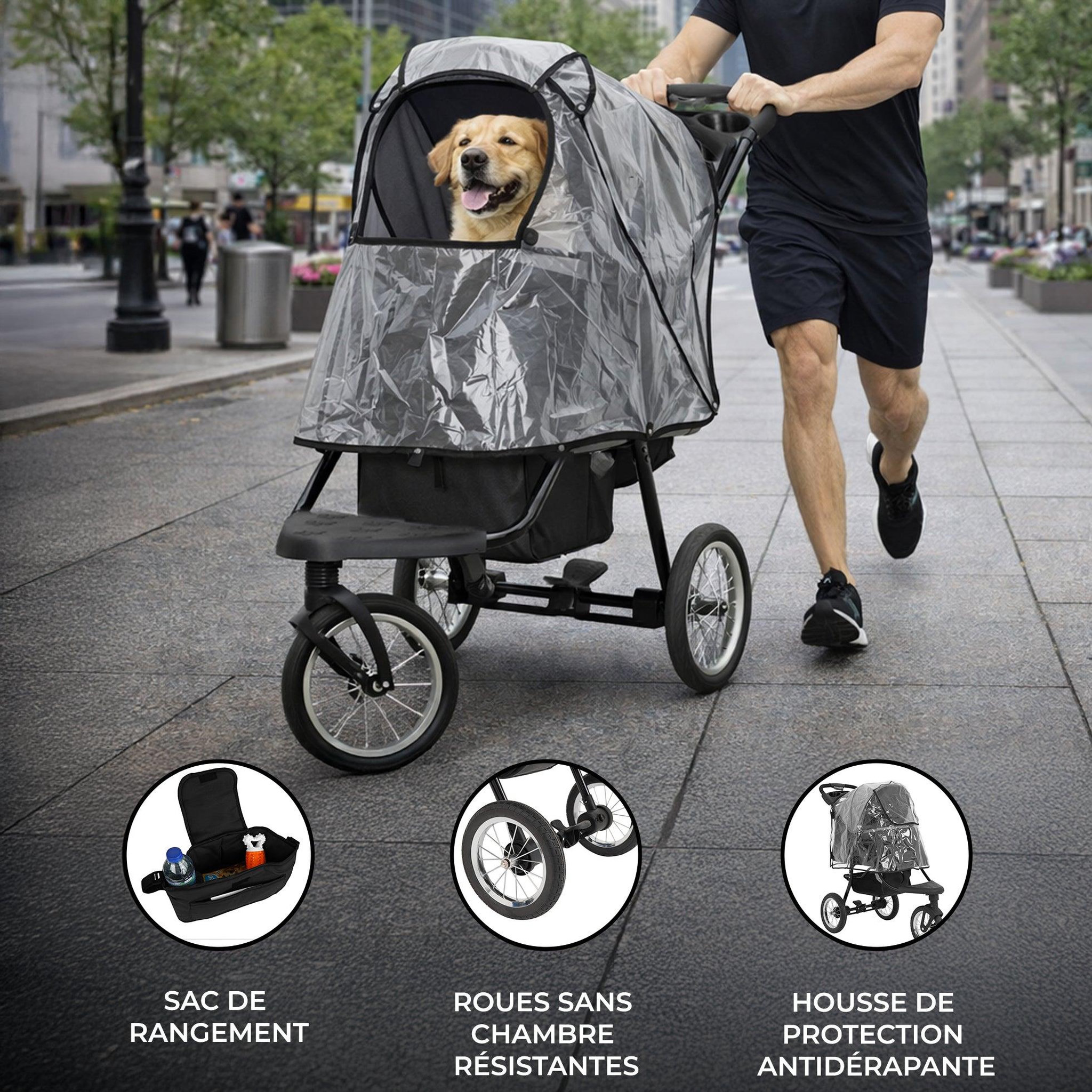 Voir la diapositive 2 : MONSTERSHOP Poussette jogger pour animal de compagnie