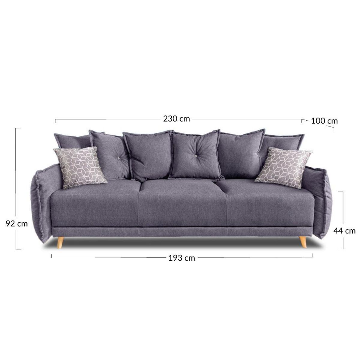 BEST MOBILIER Lena - canapé 3 places convertible - avec coffre - en tissu style scandinave