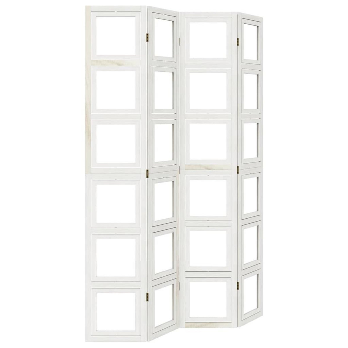 VIDAXL Cloison de separation 4 panneaux blanc bois de paulownia massif