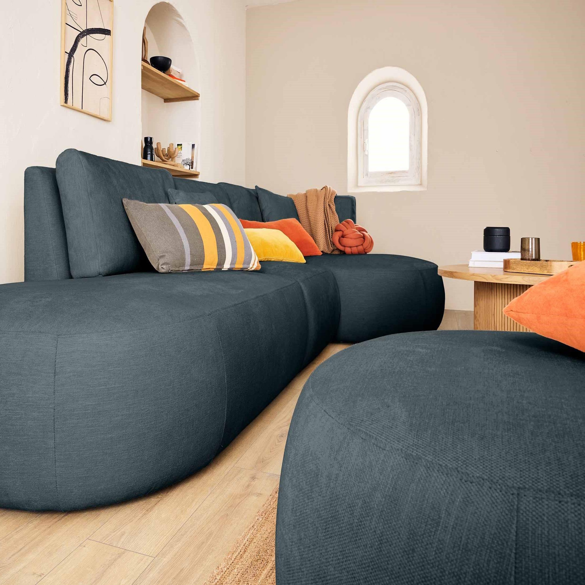 Voir la diapositive 3 : LISA DESIGN Santorini - module d'assise gauche - en tissu texturé