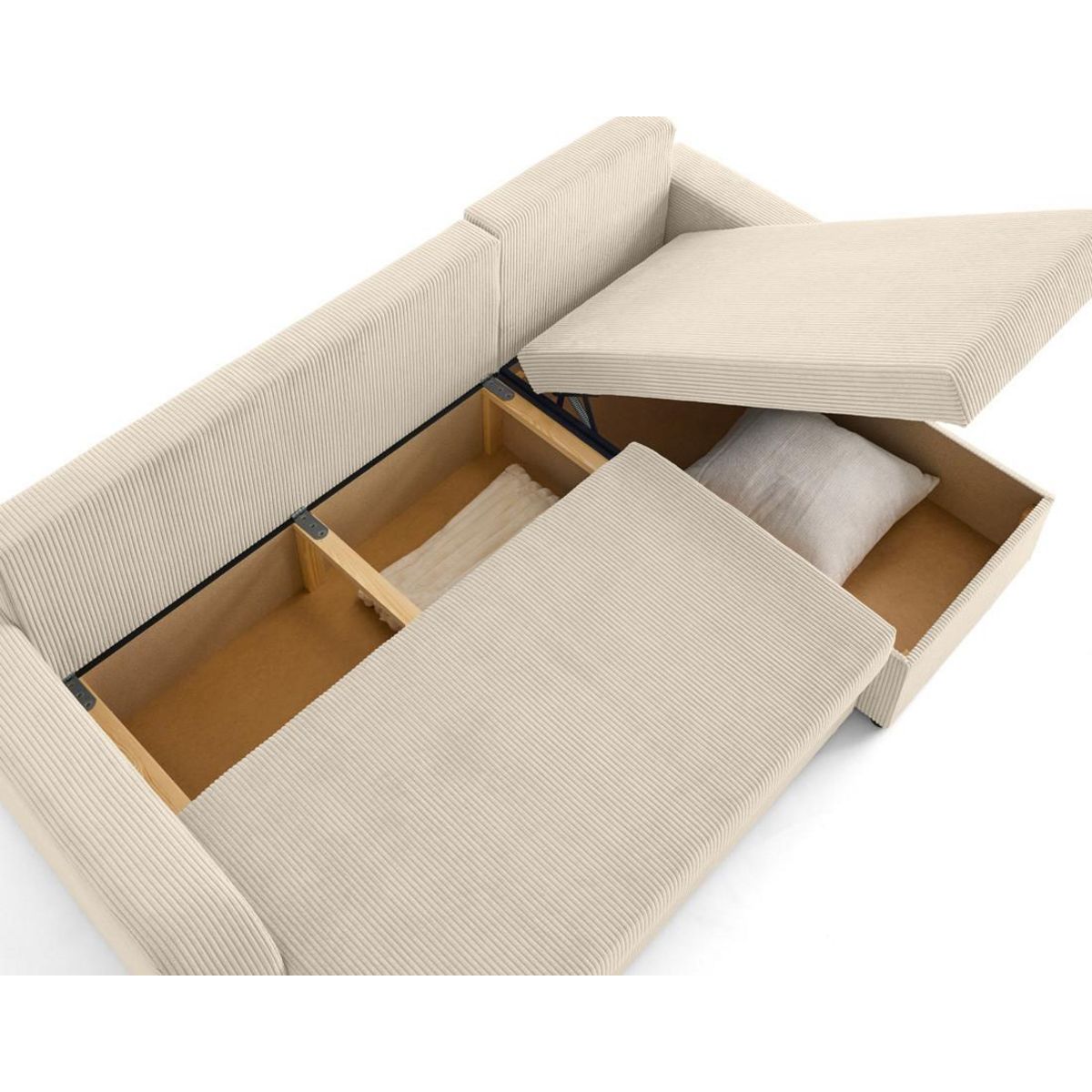 BEST MOBILIER Valos - canapé d'angle réversible - 4 places - convertible avec coffres - en velours côtelé