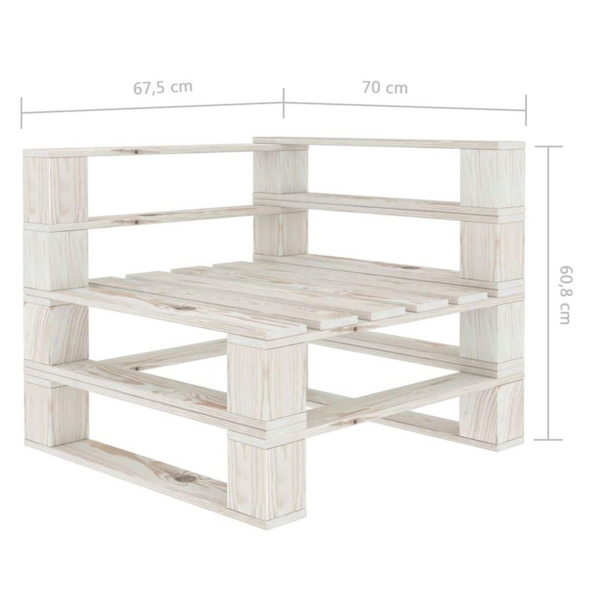 VIDAXL Canape palette a 2 places de jardin avec coussins creme Bois