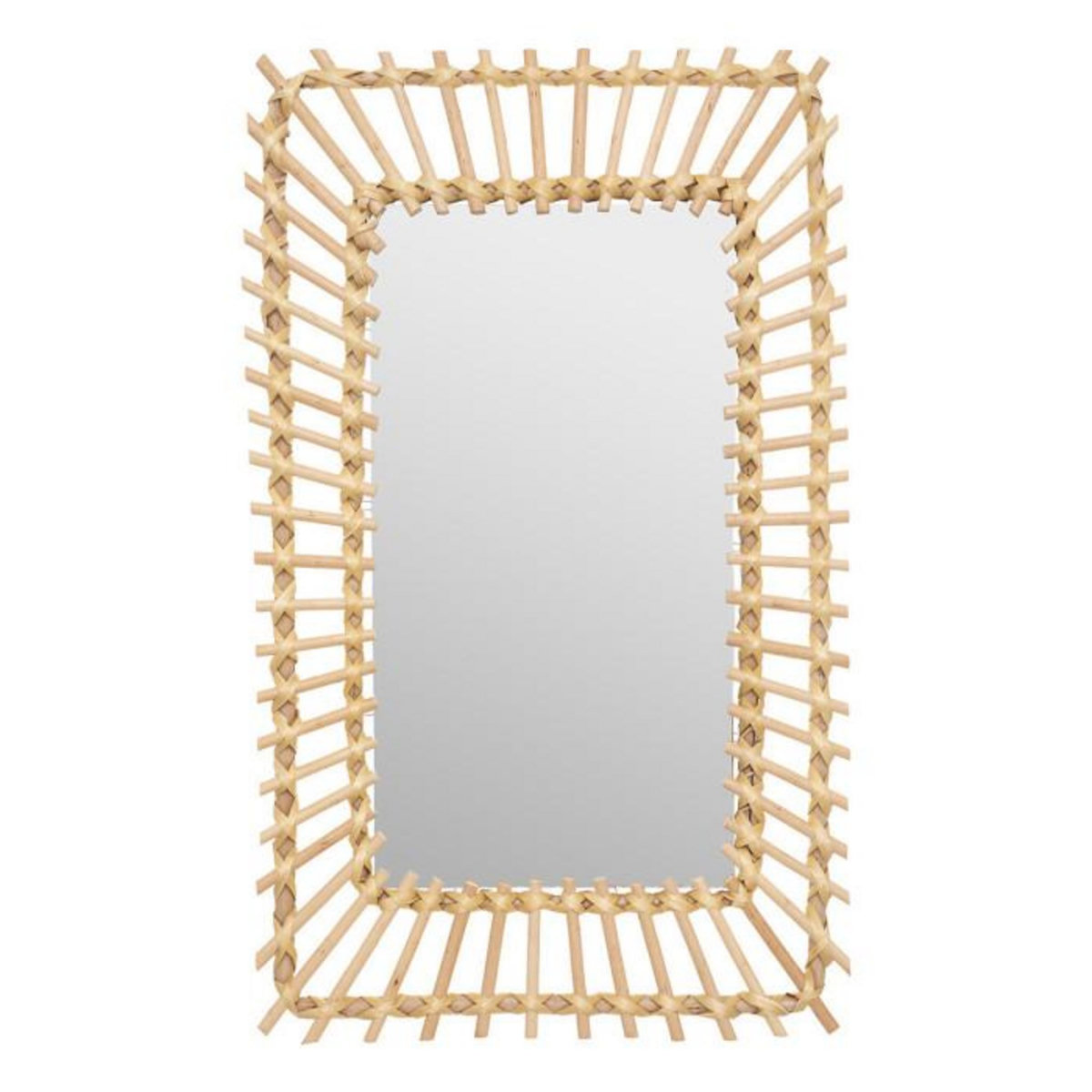 ATMOSPHERA Miroir Mural en Rotin  Rectangle  58cm Beige
