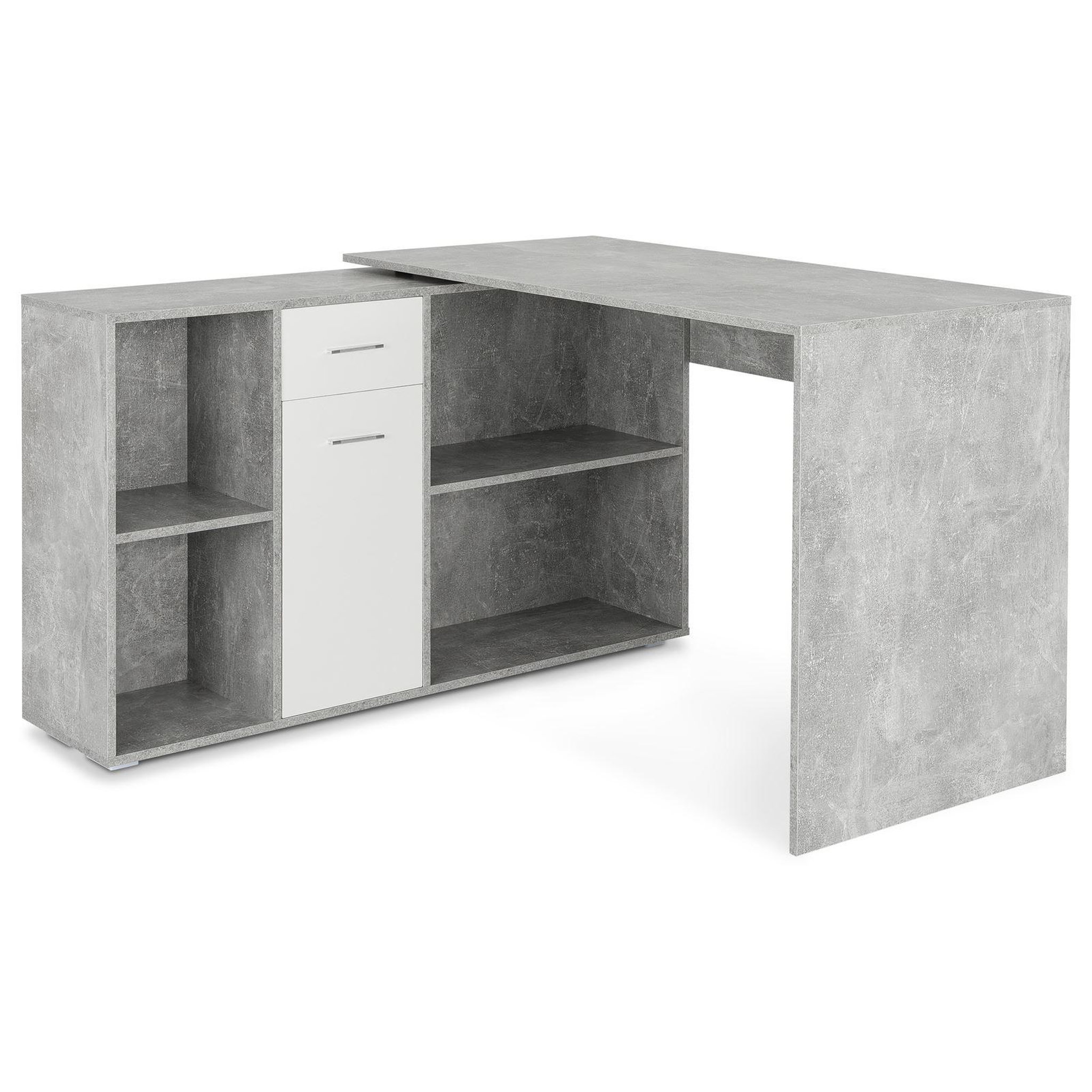 Voir la diapositive 1 : IDIMEX Bureau d'angle carmen avec meuble de rangement