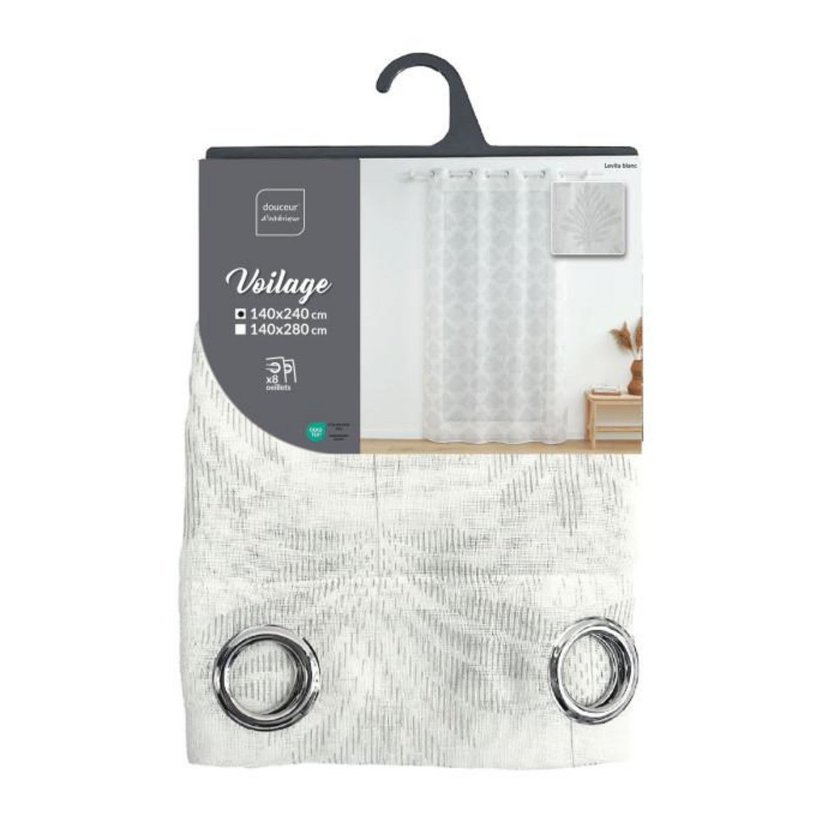 Paris Prix Rideau Voilage à Œillets  Levita  140x240cm Blanc