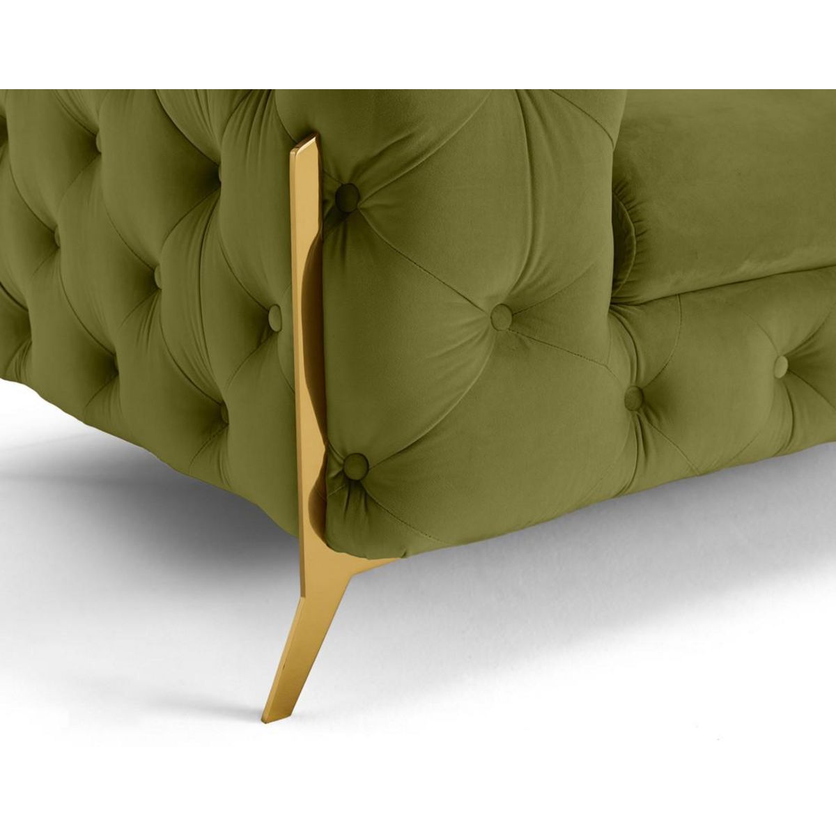 LISA DESIGN Camden - fauteuil chesterfield en velours - pieds en métal doré