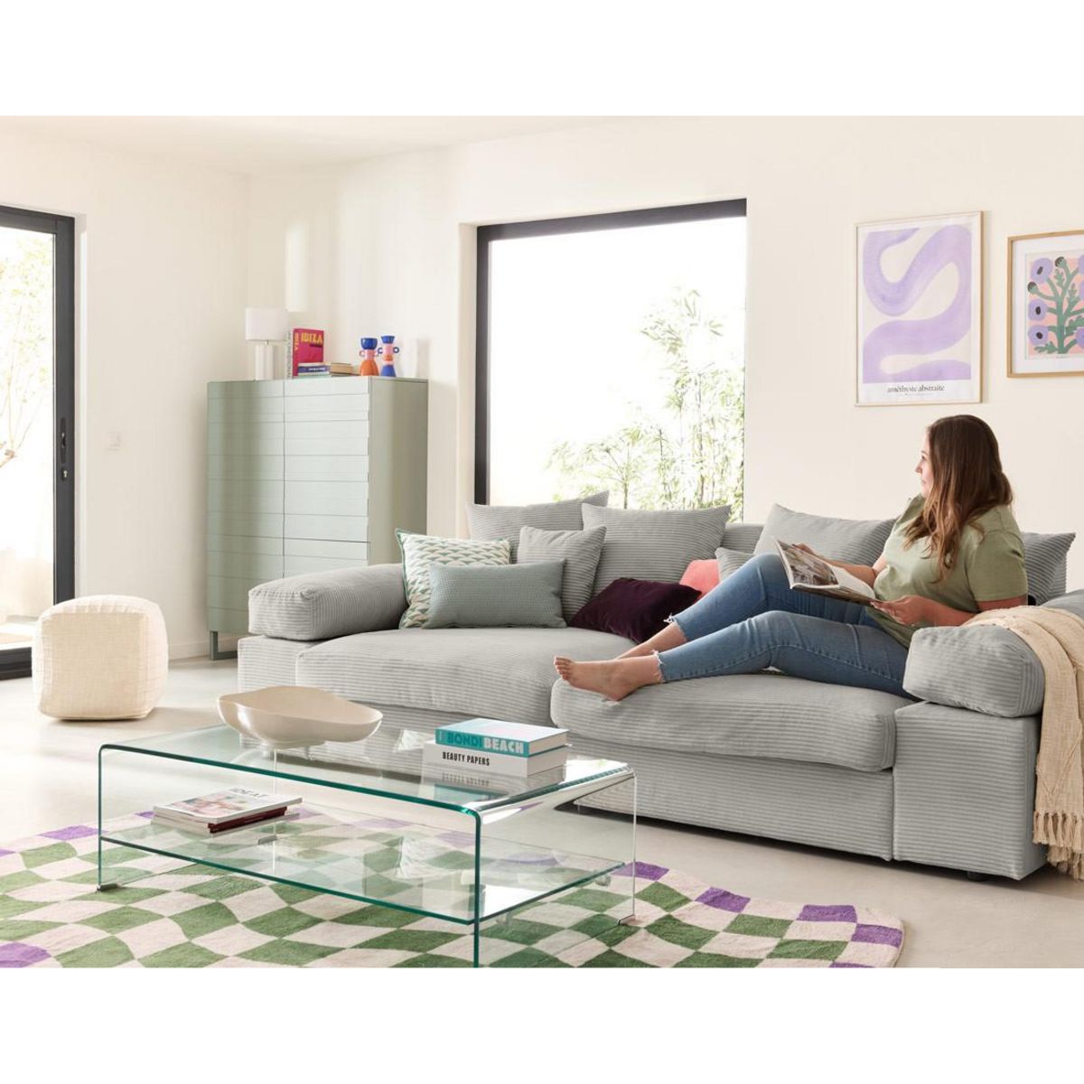 LISA DESIGN Aspen - canapé 4 places - assise profonde - velours côtelé