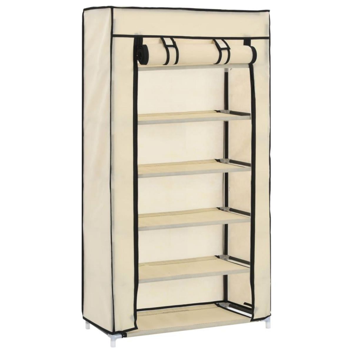 VIDAXL Armoire a chaussures avec housse Creme 58x28x106 cm Tissu
