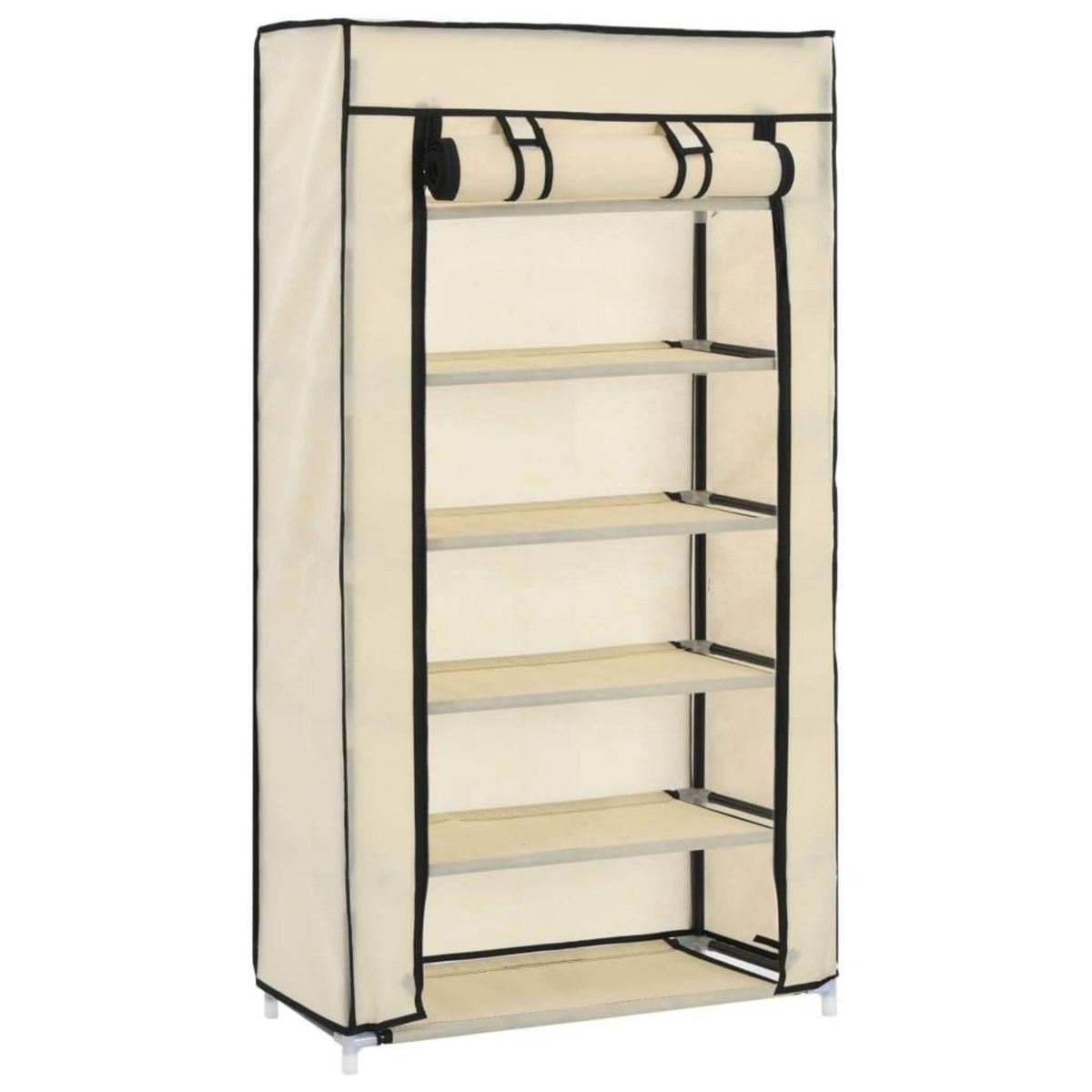 VIDAXL Armoire a chaussures avec housse Creme 58x28x106 cm Tissu