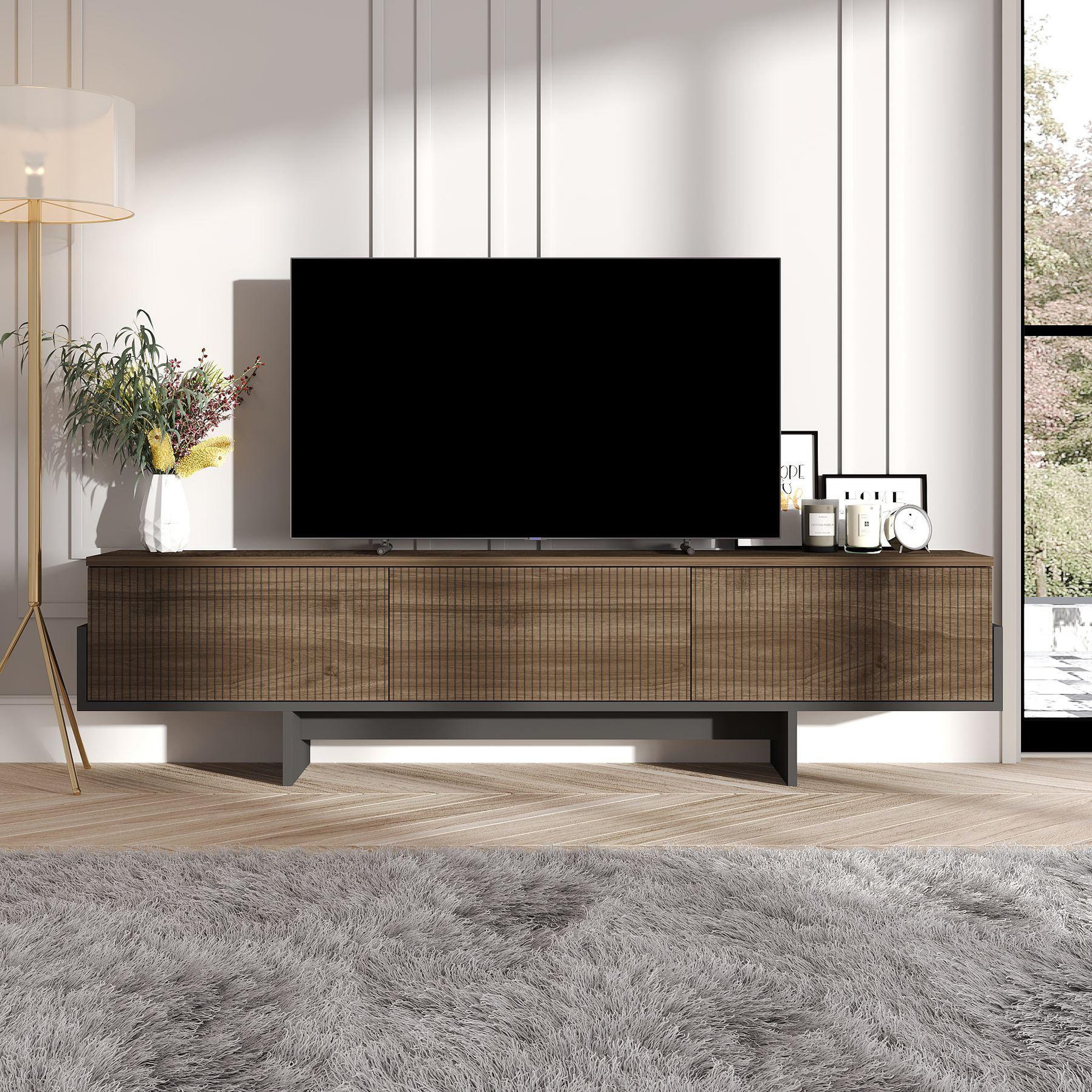 Voir la diapositive 2 : Habitat et Jardin Meuble tv en bois  hege  - 180 x 30 x 44 cm - noir