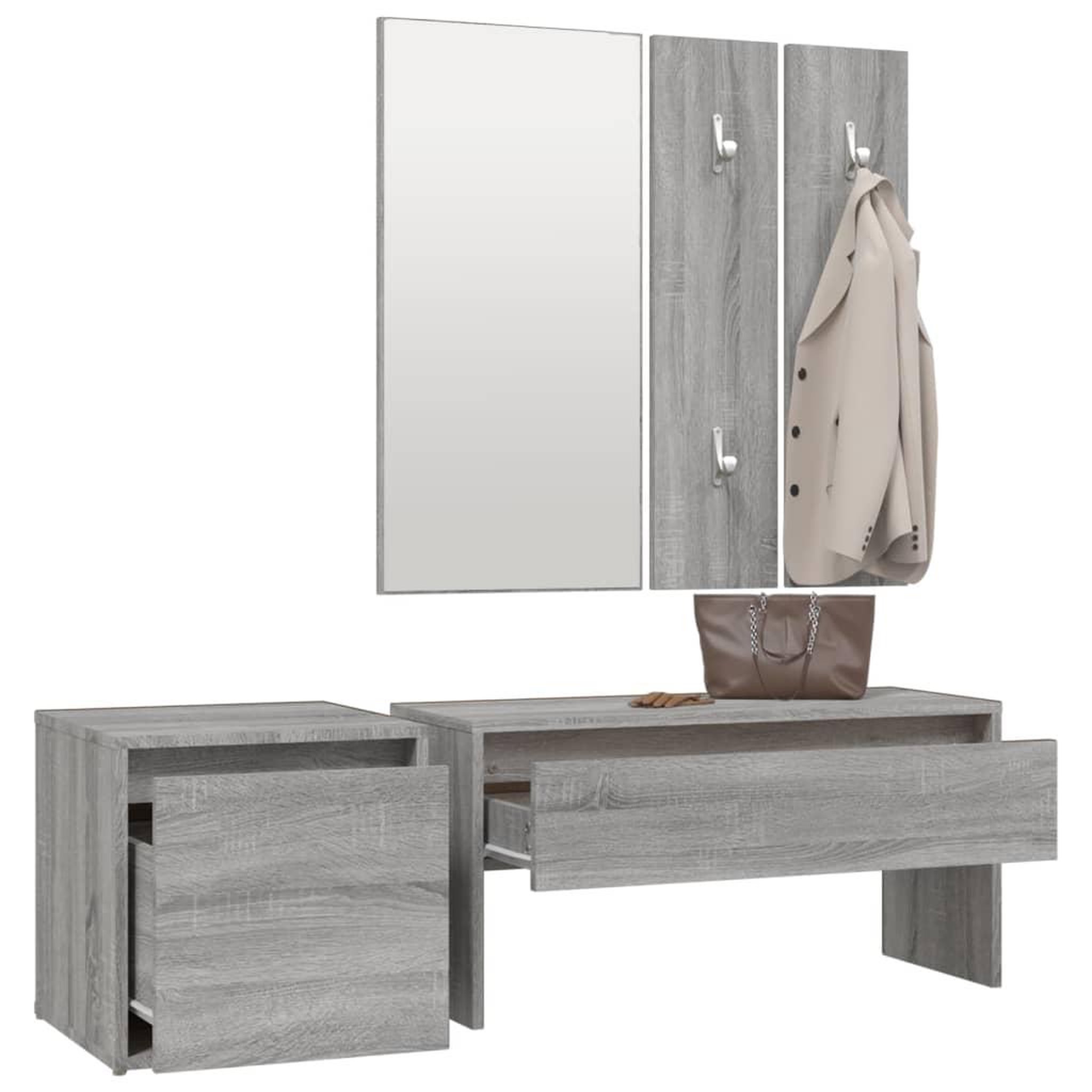 Voir la diapositive 4 : VIDAXL Ensemble de meubles de couloir Sonoma gris Bois d'ingenierie