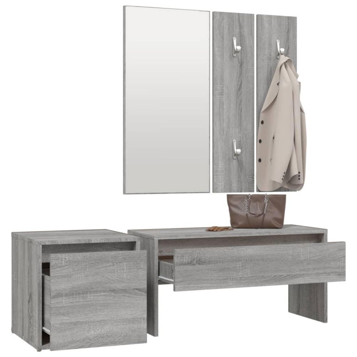 VIDAXL Ensemble de meubles de couloir Sonoma gris Bois d'ingenierie