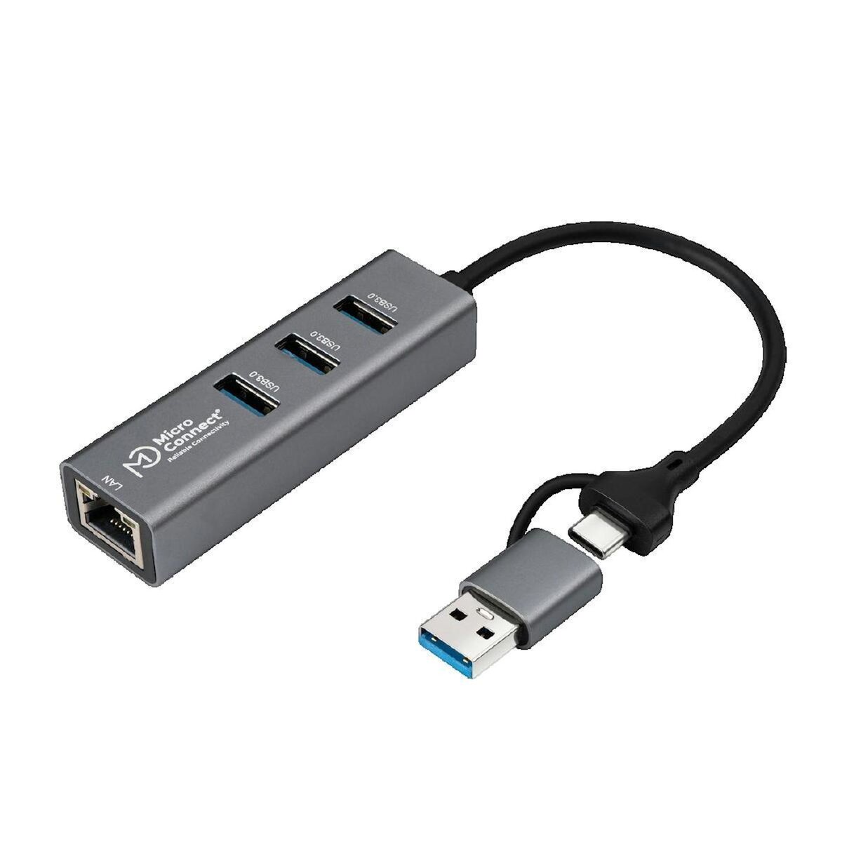 MICRO Hub USB Microconnect USBHUB-RJ45-2IN1 avec interface RJ-45
