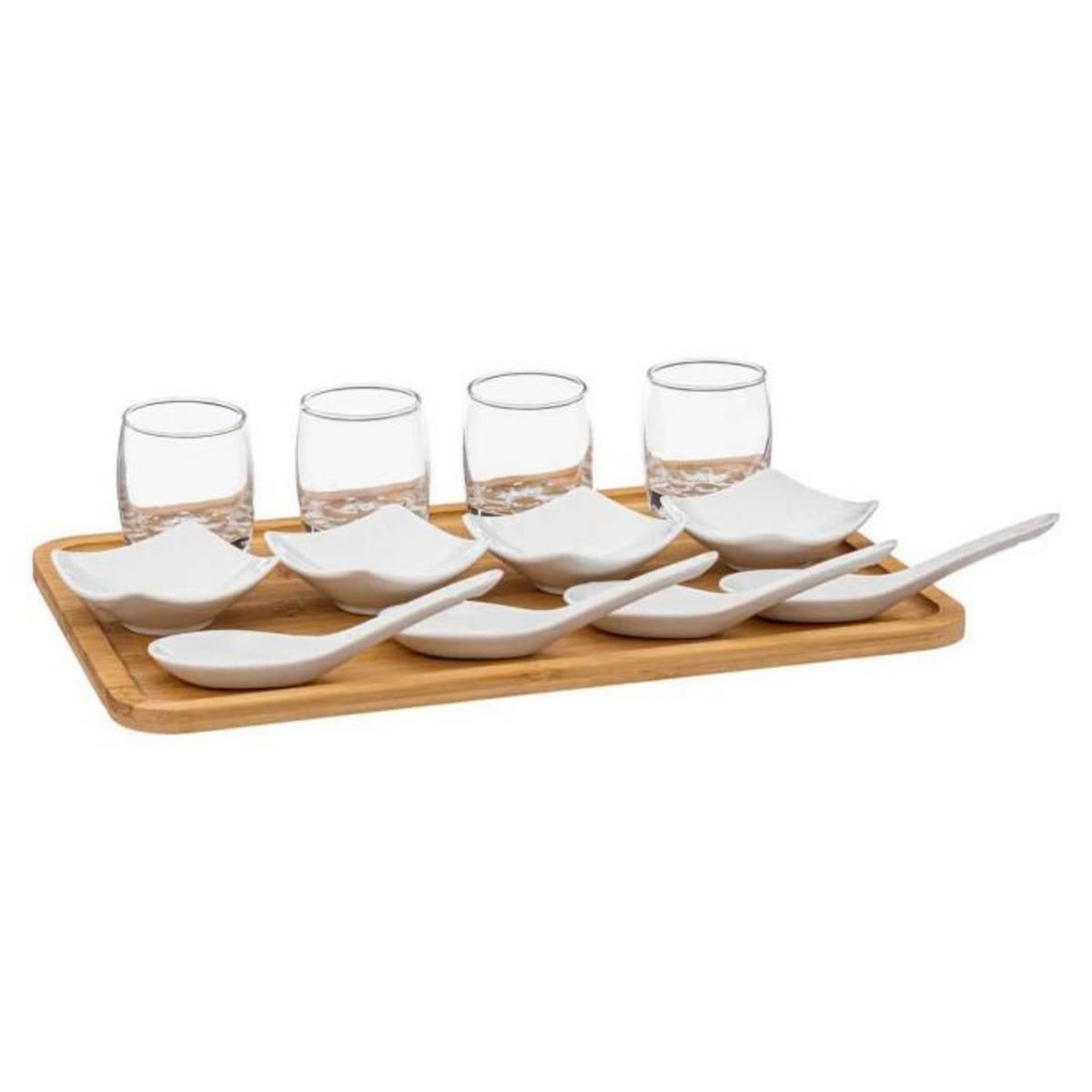 SECRET DE GOURMET Service Apéritif 13 Pièces  Bambou  32cm Naturel