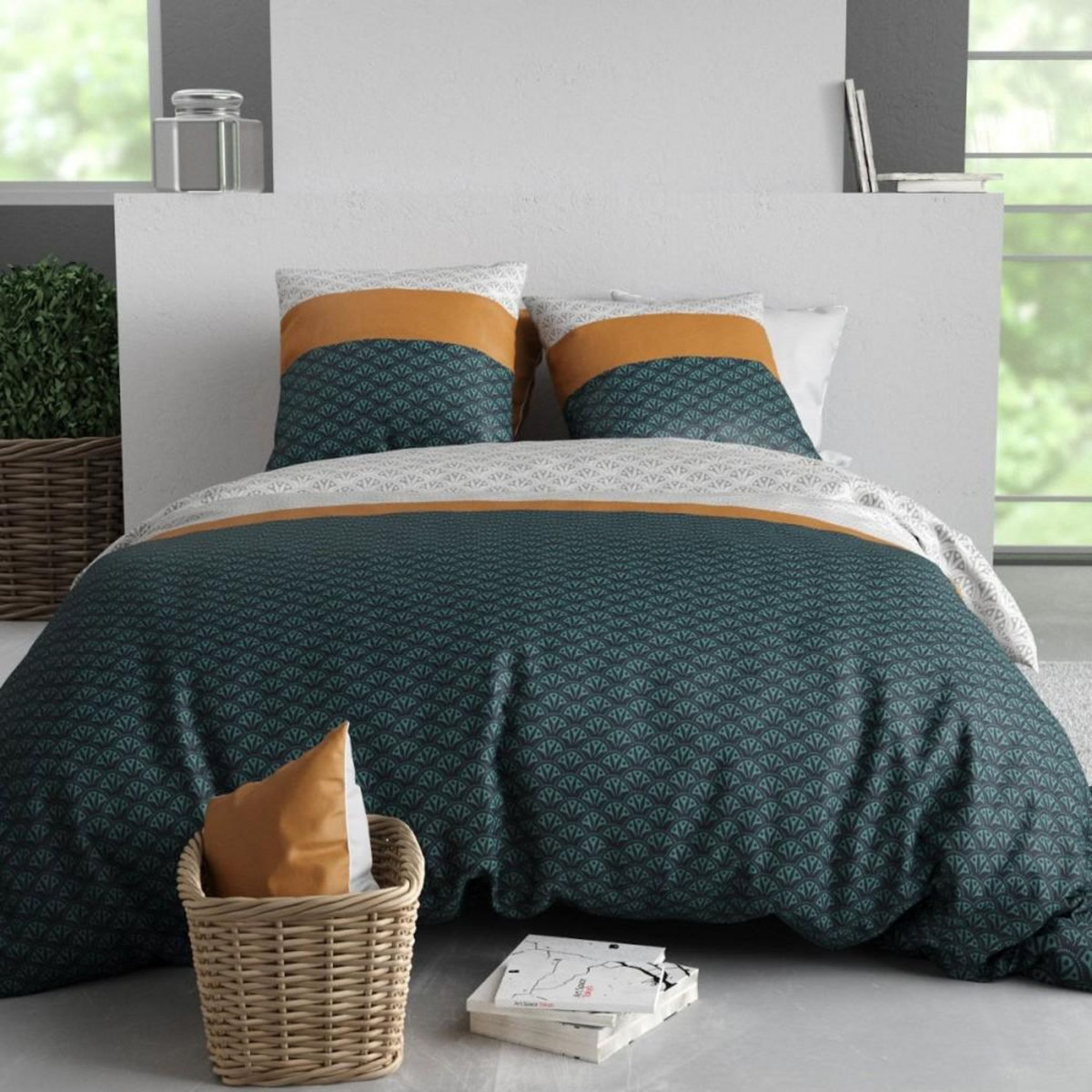 ATELIER DU COTON Housse de couette 240x220 ORUS + 2 taies coton 57 fils