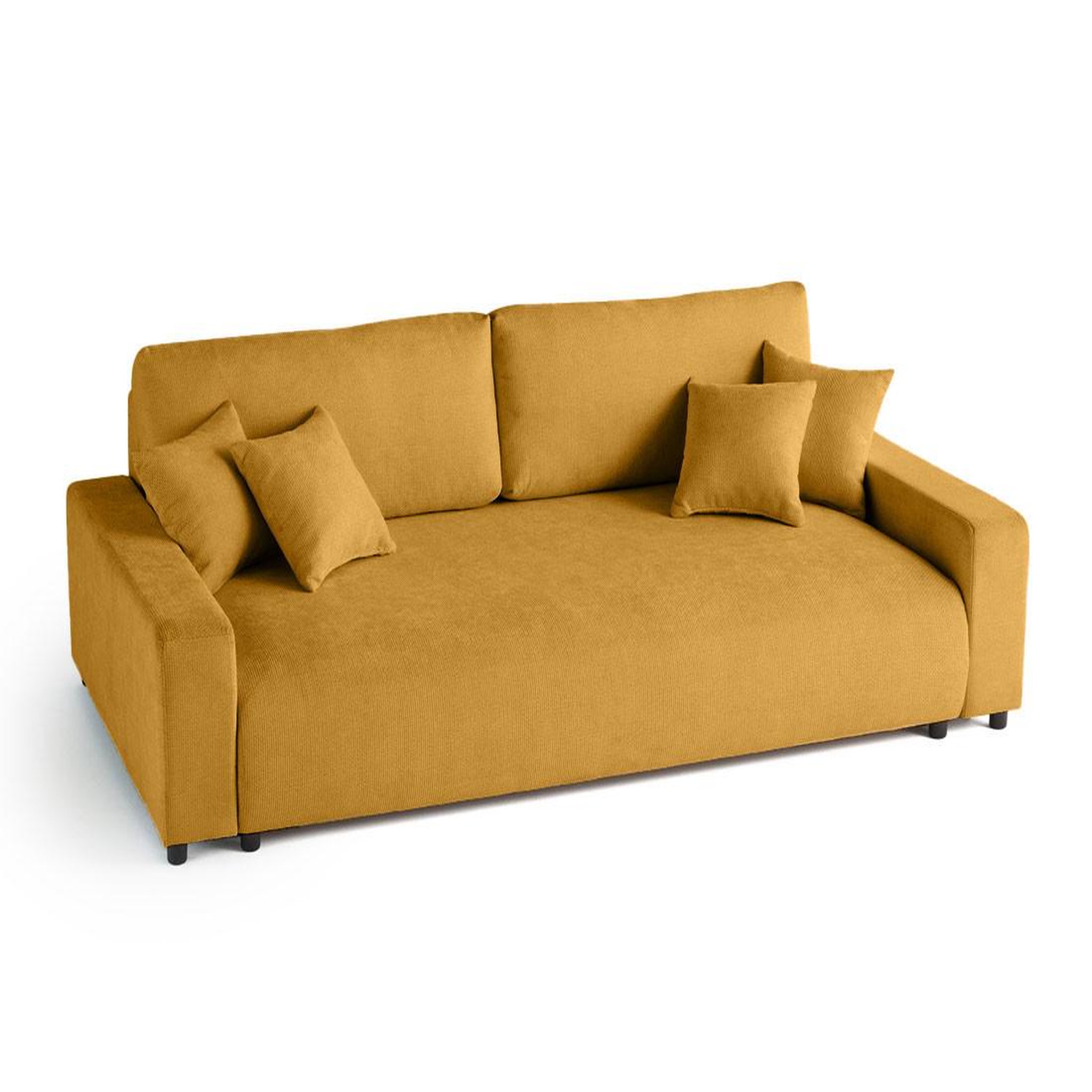 Voir la diapositive 5 : BEST MOBILIER Pivoine - canapé droit 3 places - convertible avec coffre - en velours texturé