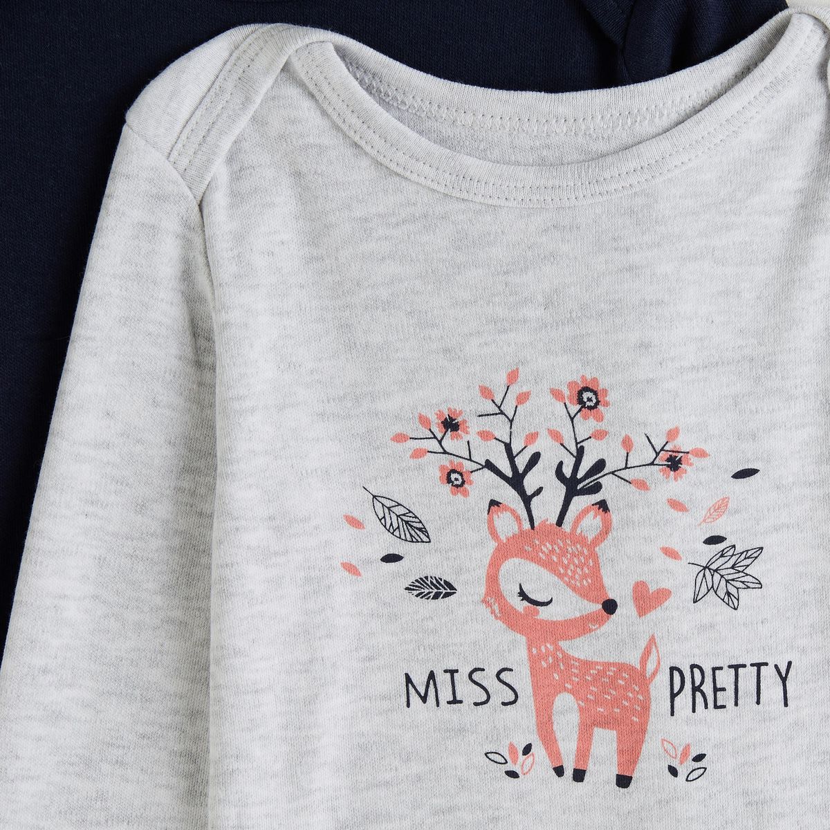 INEXTENSO Lot de 5 bodies manches longues biche fille