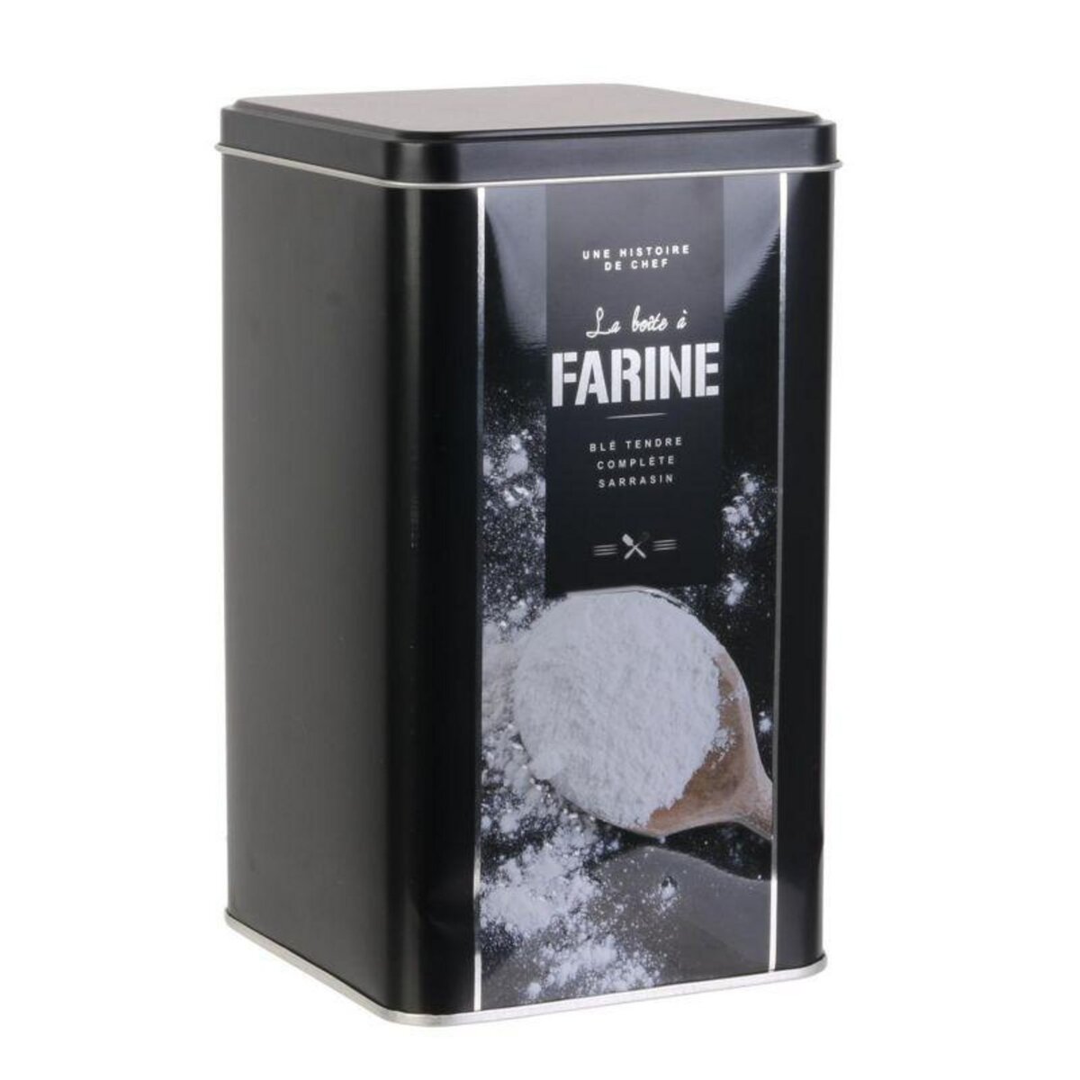 Paris Prix Boîte à Farine Embossée  Chef  20cm Noir