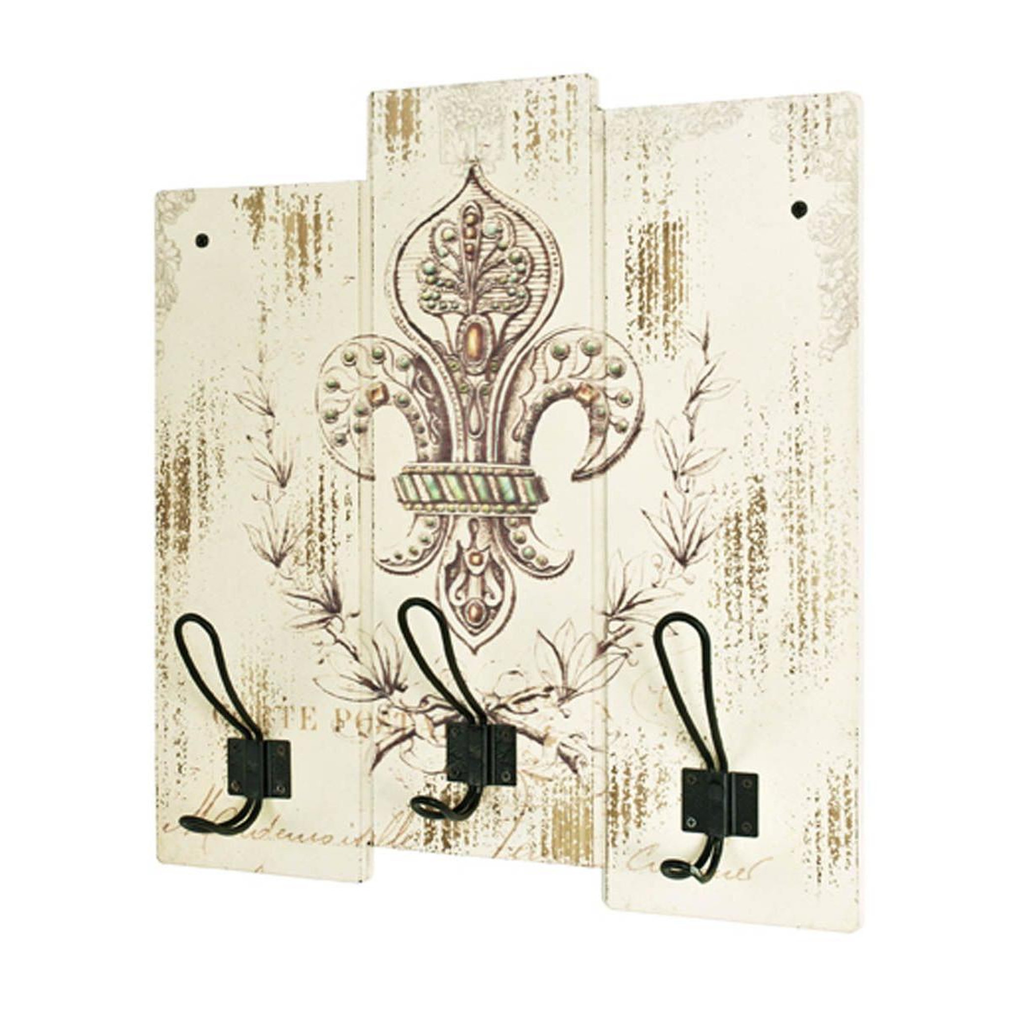 Paris Prix Patère murale vintage  fleur de lys  42cm beige