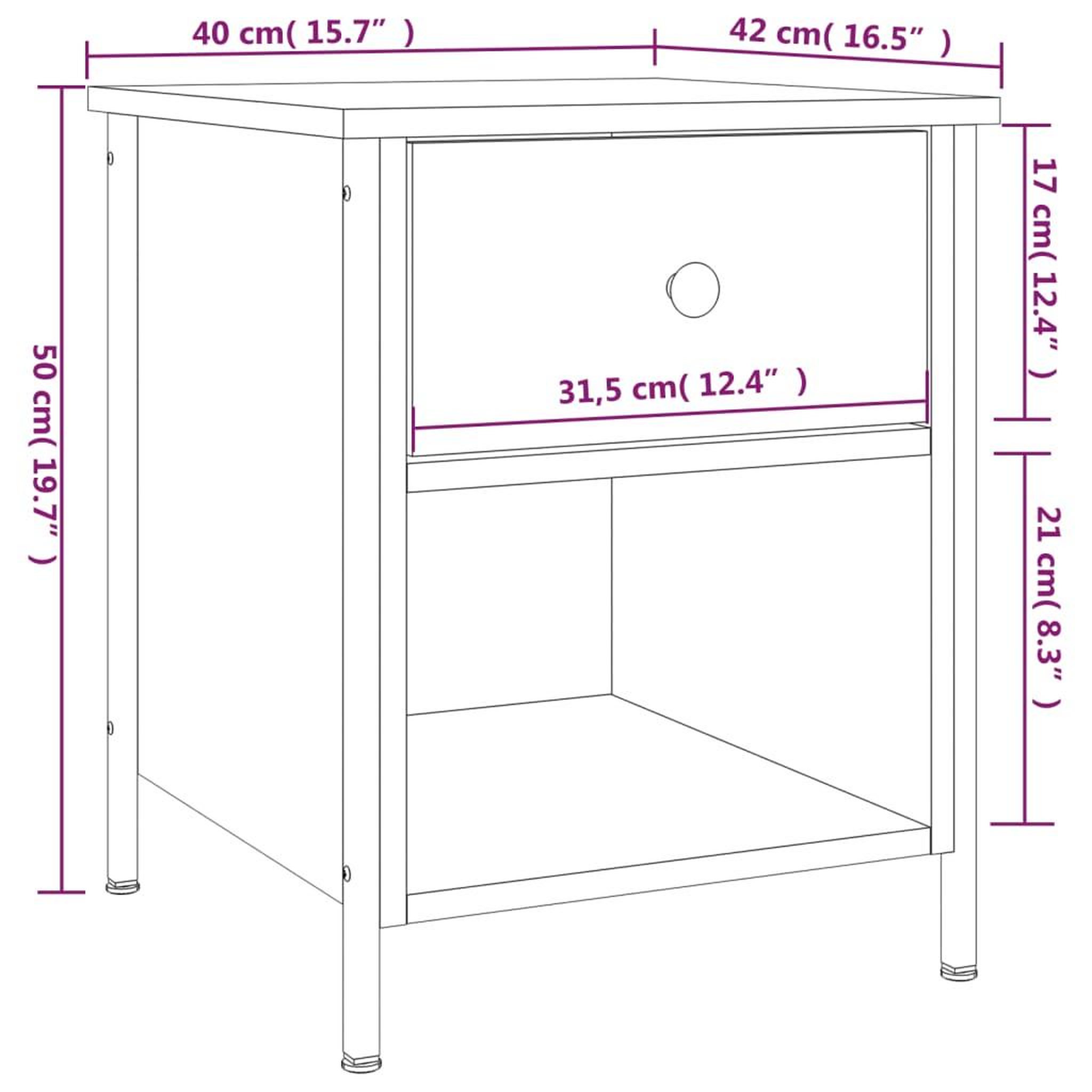 Voir la diapositive 6 : VIDAXL Tables de chevet 2 pcs sonoma gris 40x42x50cm bois d'ingenierie