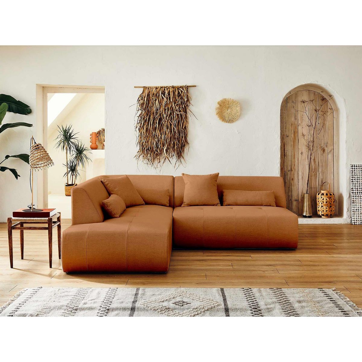 LISA DESIGN Onyx - canapé modulable d'angle gauche 5 places - en tissu