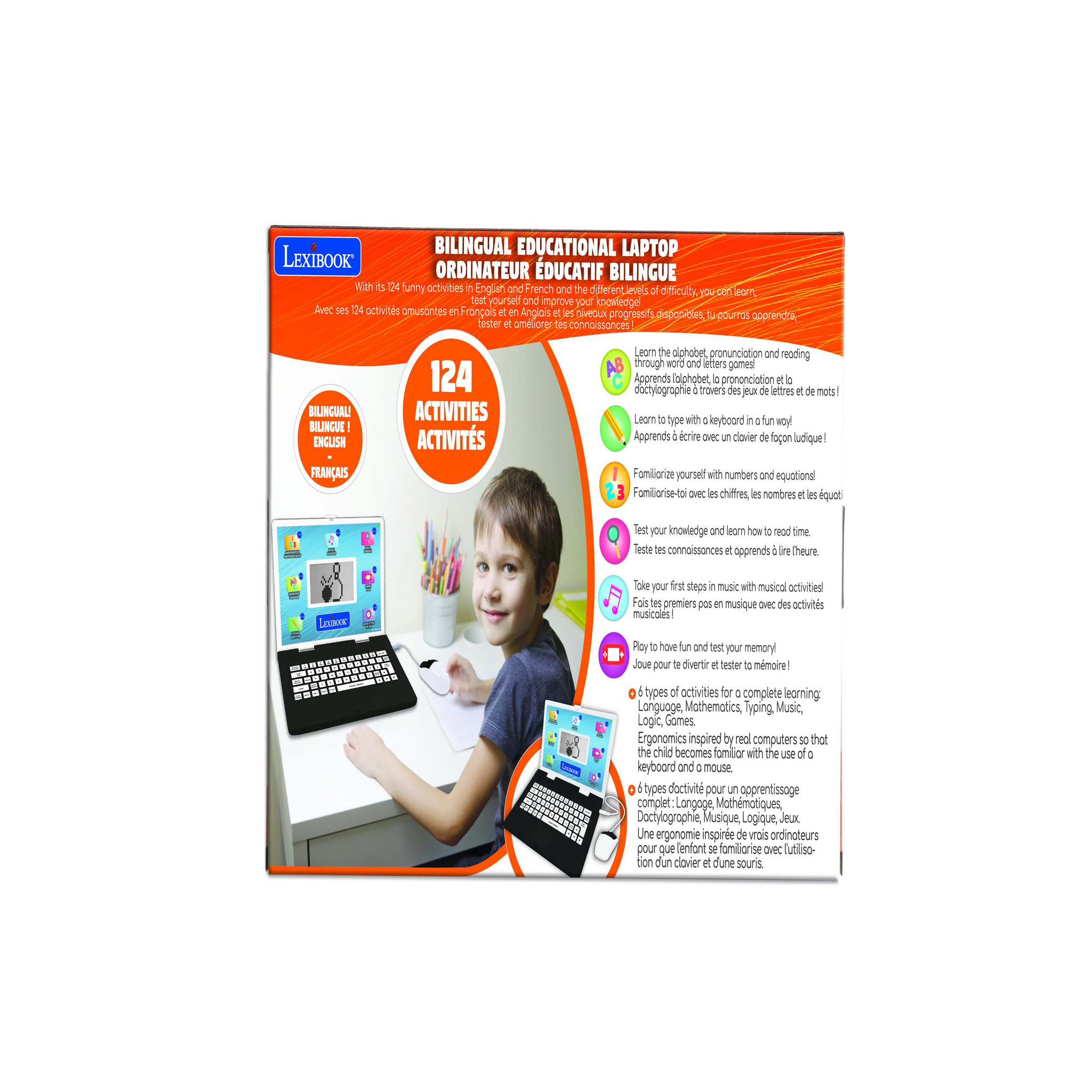Voir la diapositive 6 : Lexibook Ordinateur éducatif bilingue Power Kid - 124 activités (FR/EN)