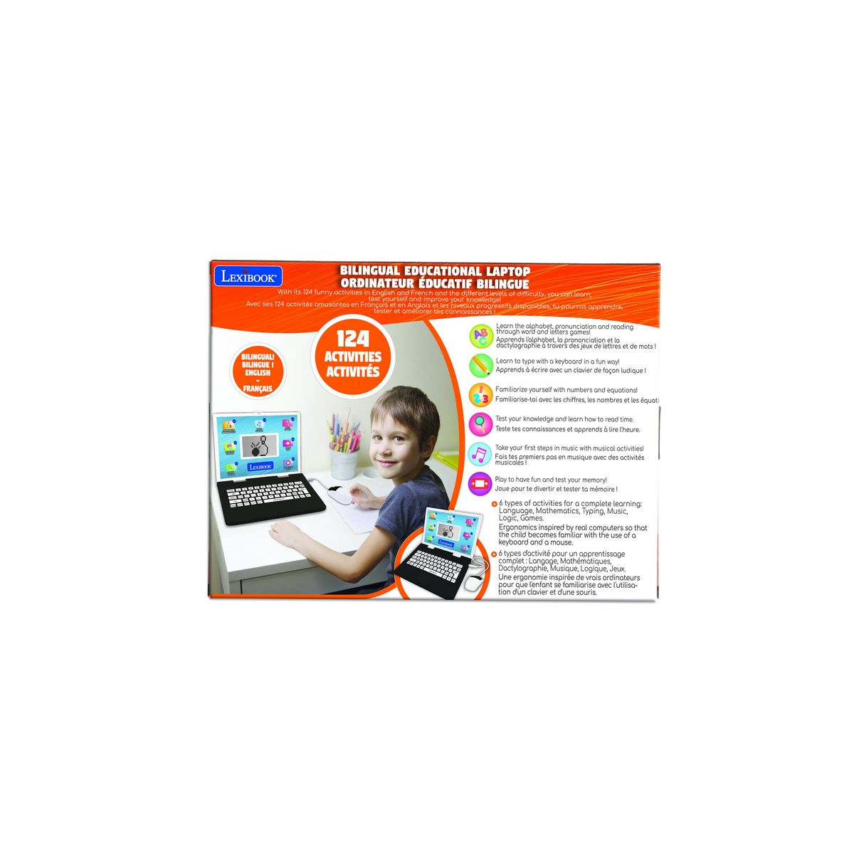 Lexibook Ordinateur éducatif bilingue Power Kid - 124 activités (FR/EN)